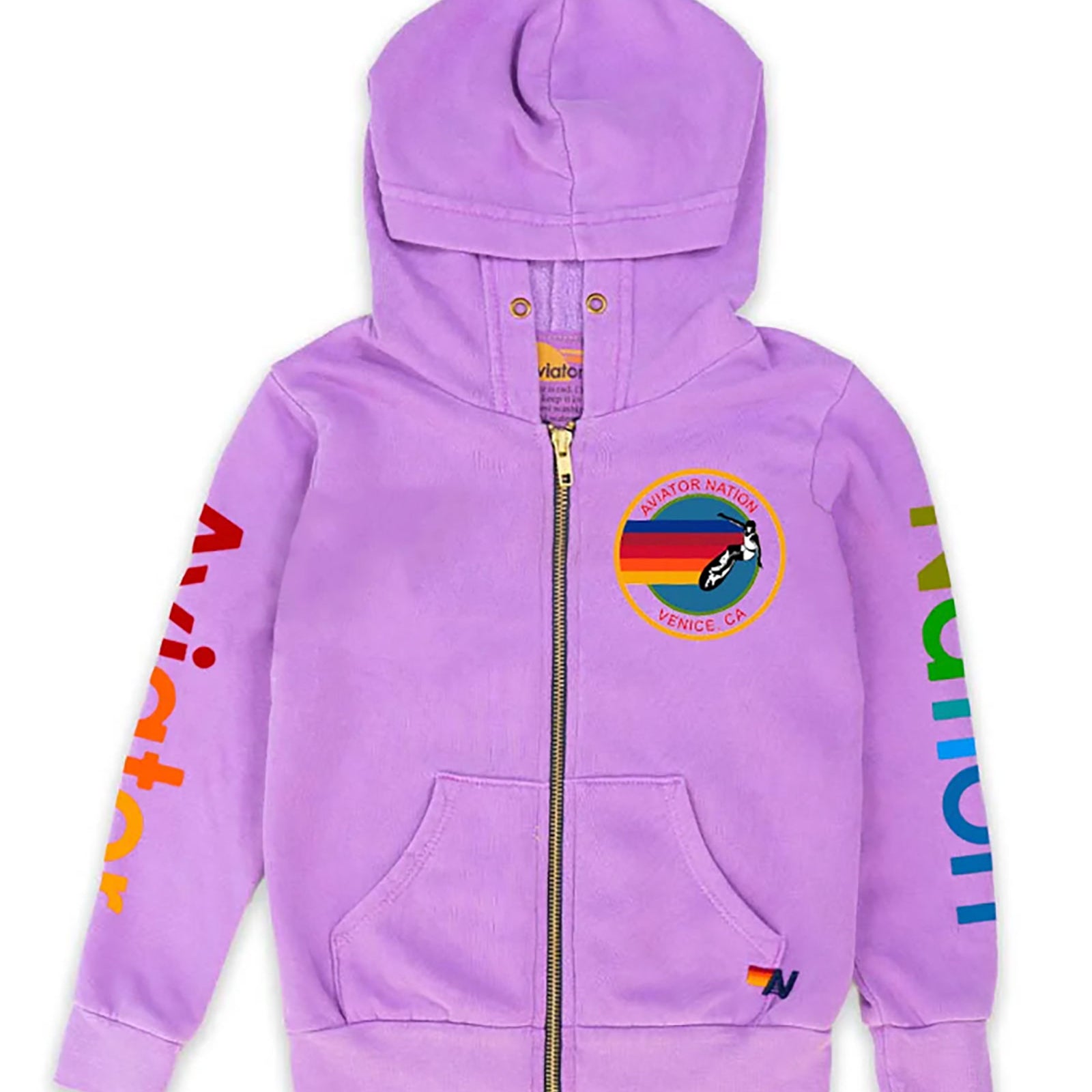 Aviator Nation Kids Venice Zip Hoodie Girls Casual Tops Aviator Nation Neon Purple Y/4