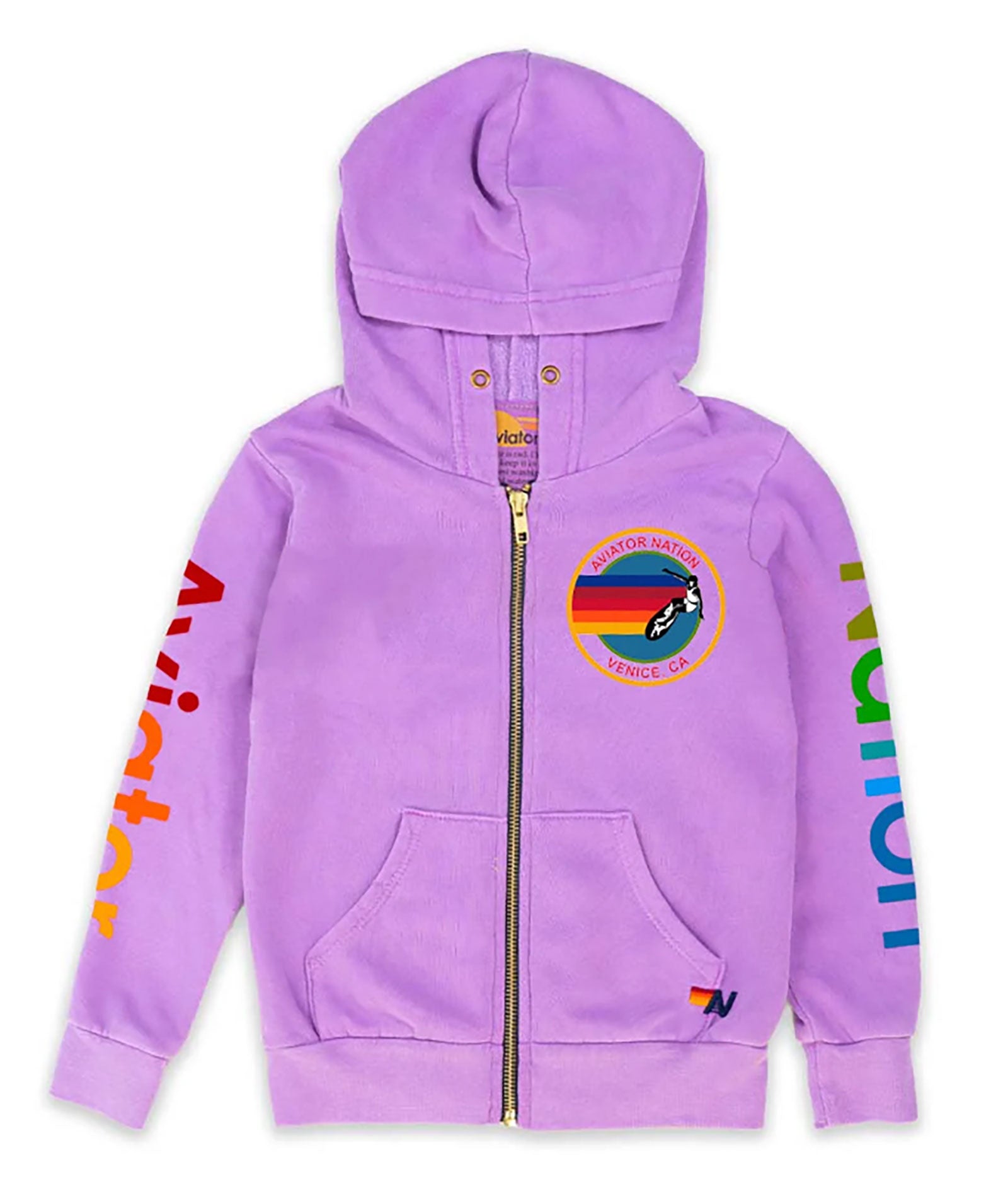 Aviator Nation Kids Venice Zip Hoodie Girls Casual Tops Aviator Nation Neon Purple Y/4