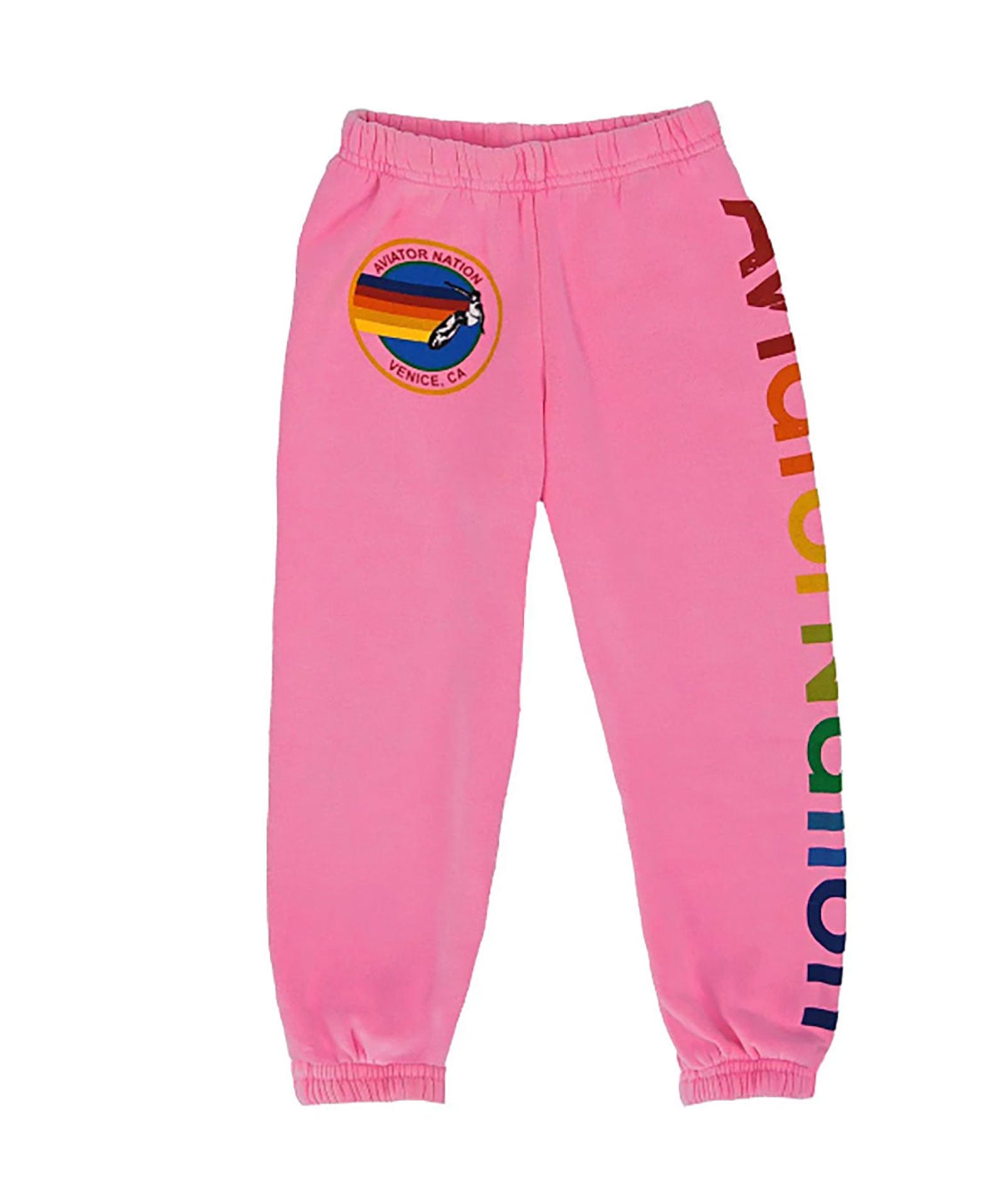 Aviator Nation Kids Venice Sweatpants Girls Casual Bottoms Aviator Nation Neon Pink Y/4