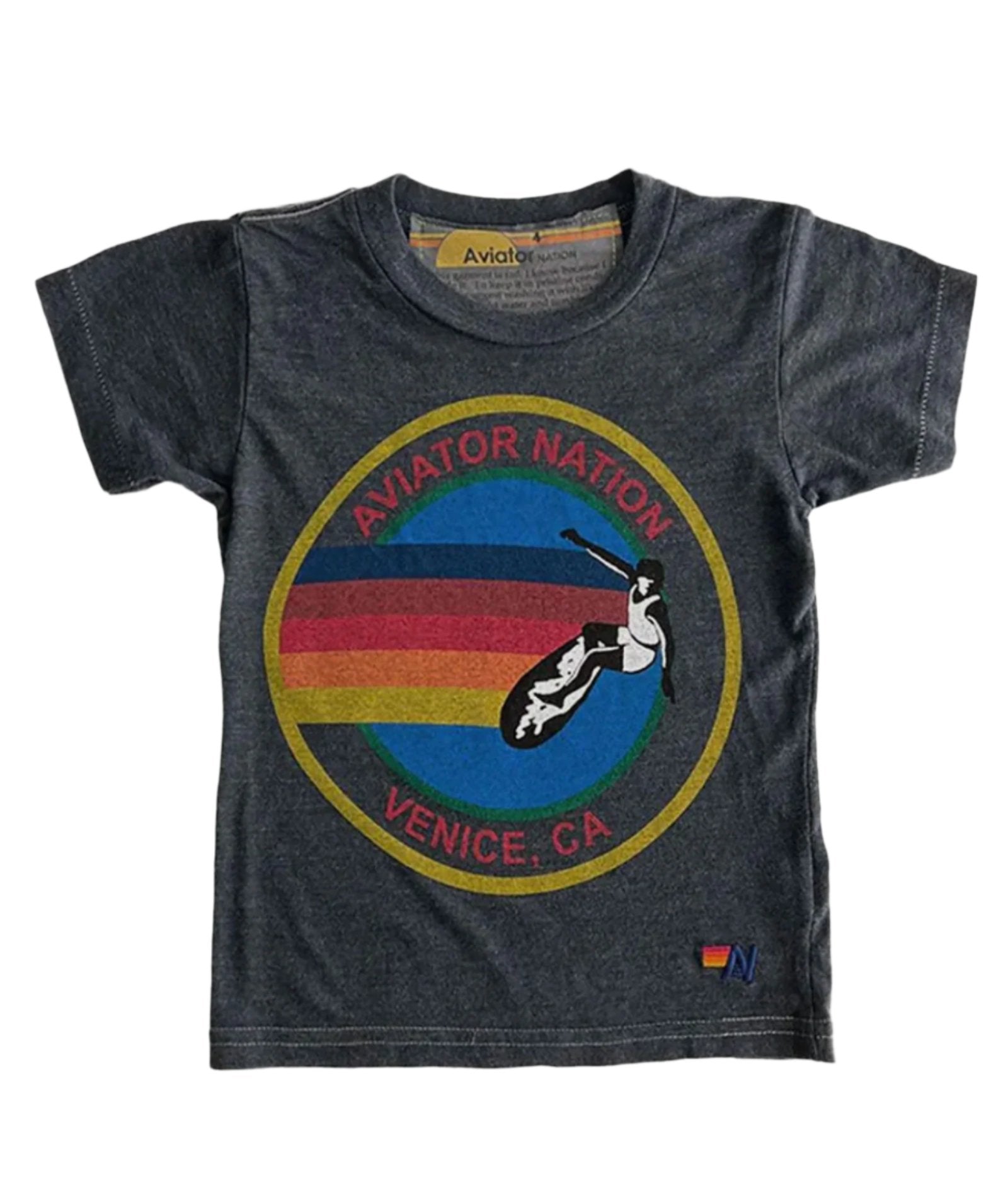 Aviator Nation Kids Venice Tee Girls Casual Tops Aviator Nation Charcoal Y/4
