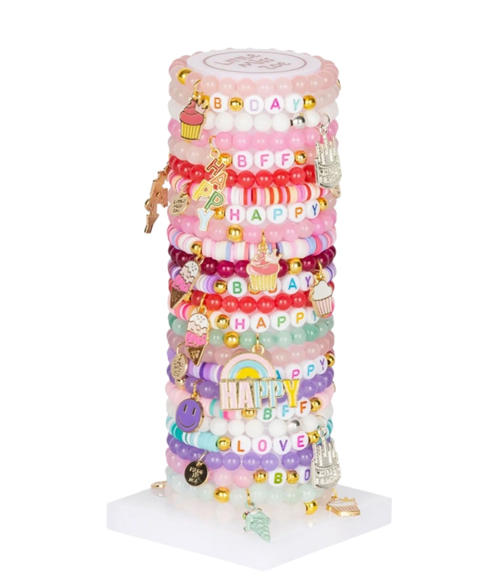 Happy Birthday Glass Bead Bracelet Jewelry - Young Little Miss Zoe