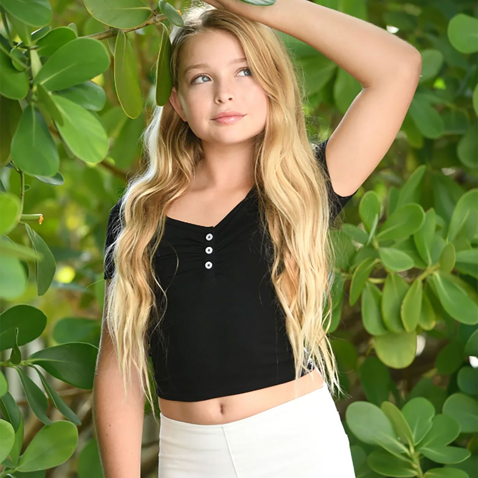 Katie J NYC Girls Keely Babydoll Top Girls Casual Tops Katie J NYC Black Y/S (7/8)