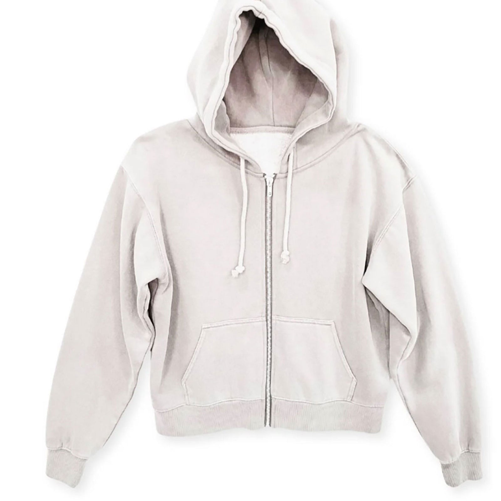 Katie J NYC Juniors Cody Zip Hoodie Womens Casual Tops Katie J NYC Ecru Juniors/Women XS