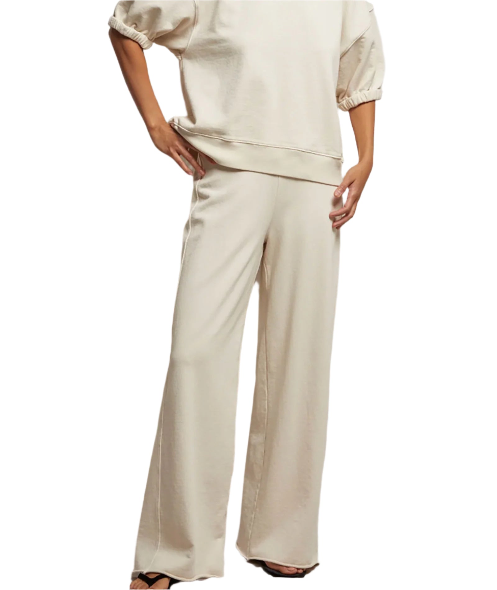 Perfect White Tee Women Amber French Terry Wide Leg Sweatpants Womens Casual Bottoms Perfect White Tee Sugar Juniors/Women XS