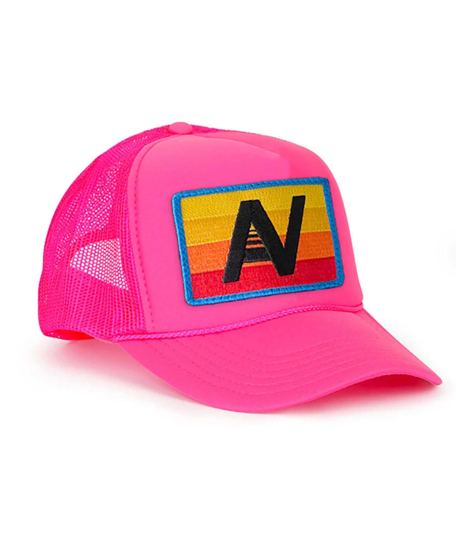 Aviator Nation Logo Rainbow Vintage Trucker Accessories Aviator Nation Juniors/Women One Size Fits Most Neon Pink