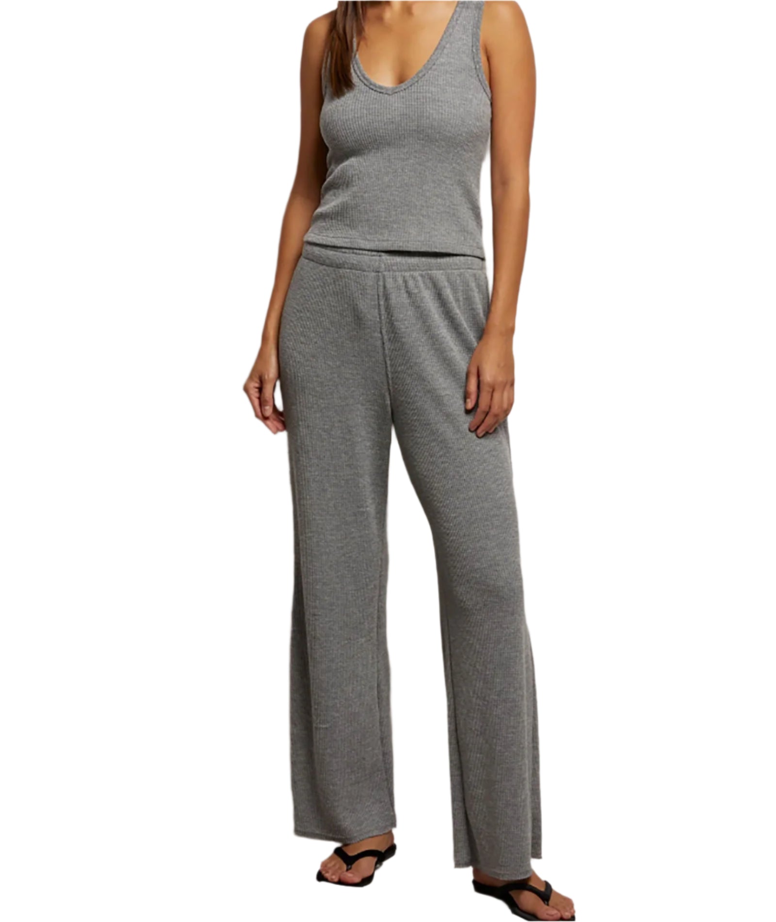 Perfect White Tee Women Shane Waffle Pants Womens Casual Bottoms Perfect White Tee Heather Grey Juniors/Women XS