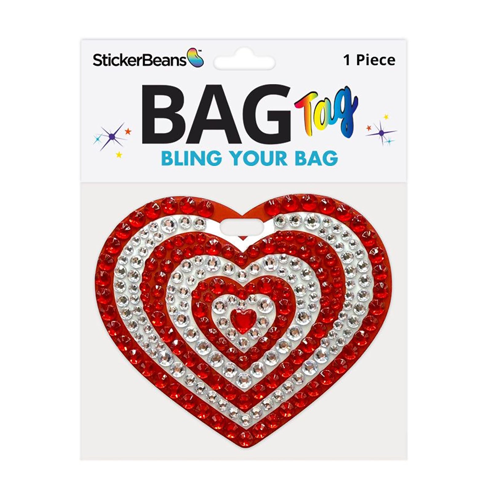 Sticker Beans Camp Spirit Heart Bag Tag Camp Sticker Beans Red