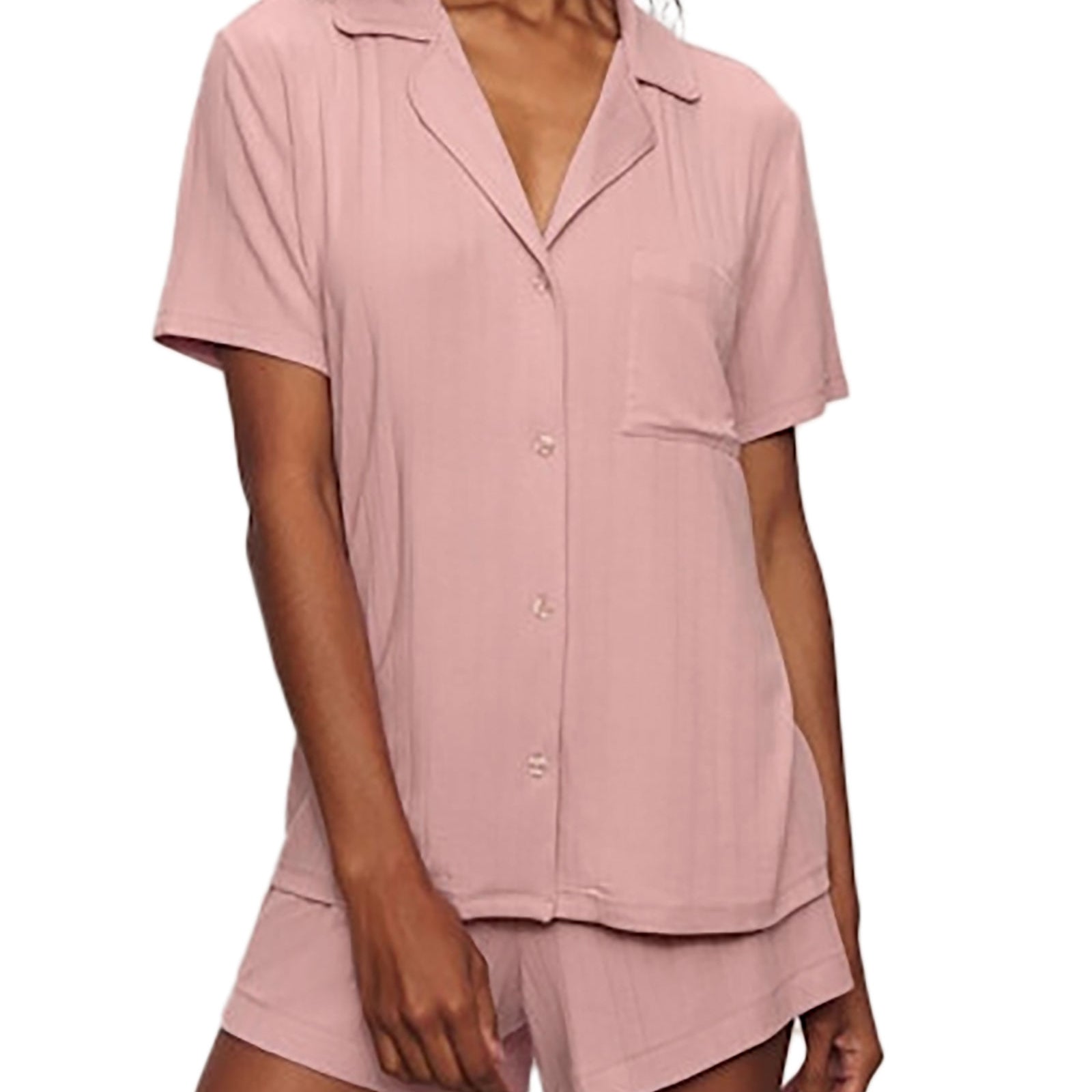 Eberjey Women Gisele Rib Relaxed Short PJ Set Pale Mauve Accessories Eberjey Pink Juniors/Women XS