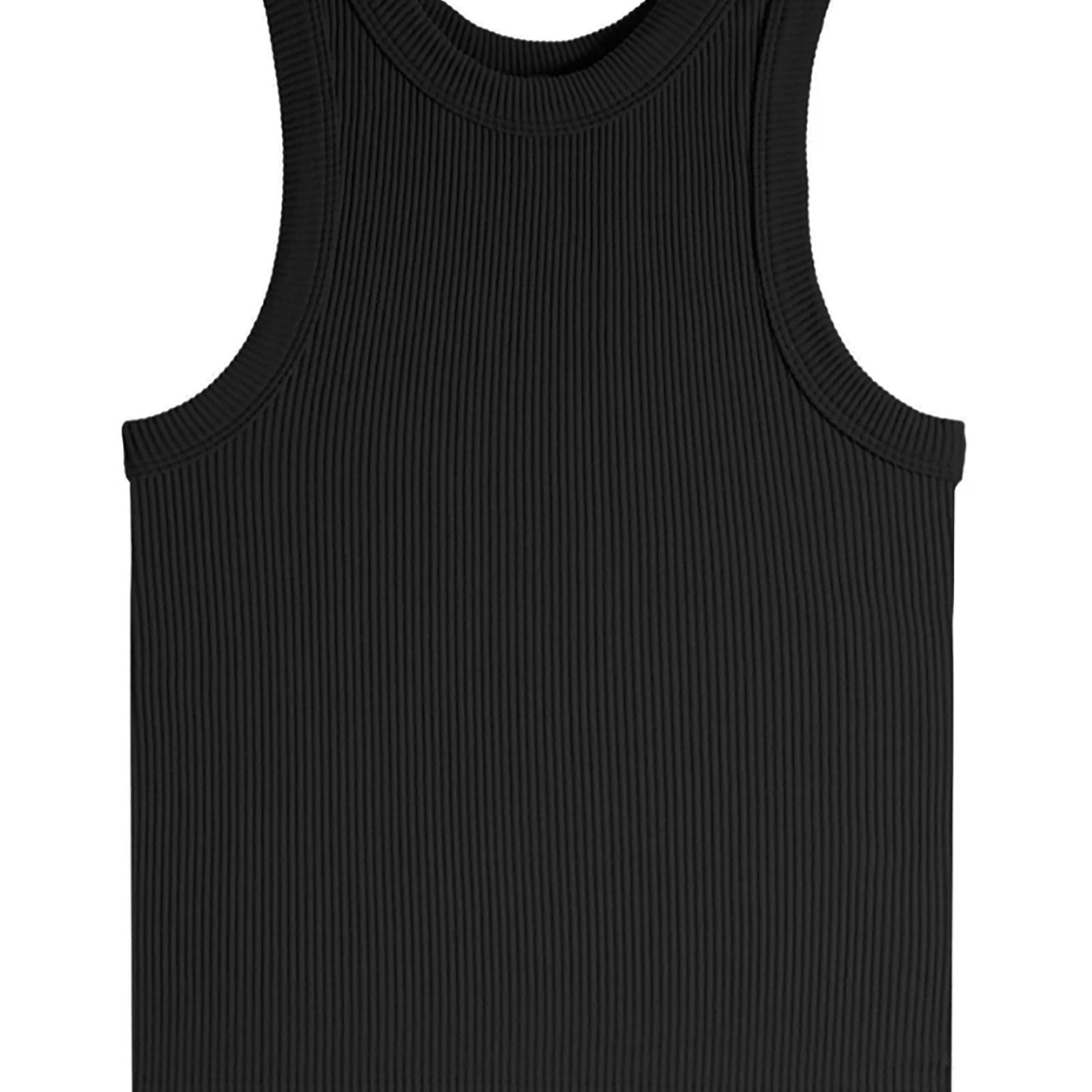Ruby High Neck Ribbed Tank Girls Girls Casual Tops Suzette Black Y S/M (8-10)