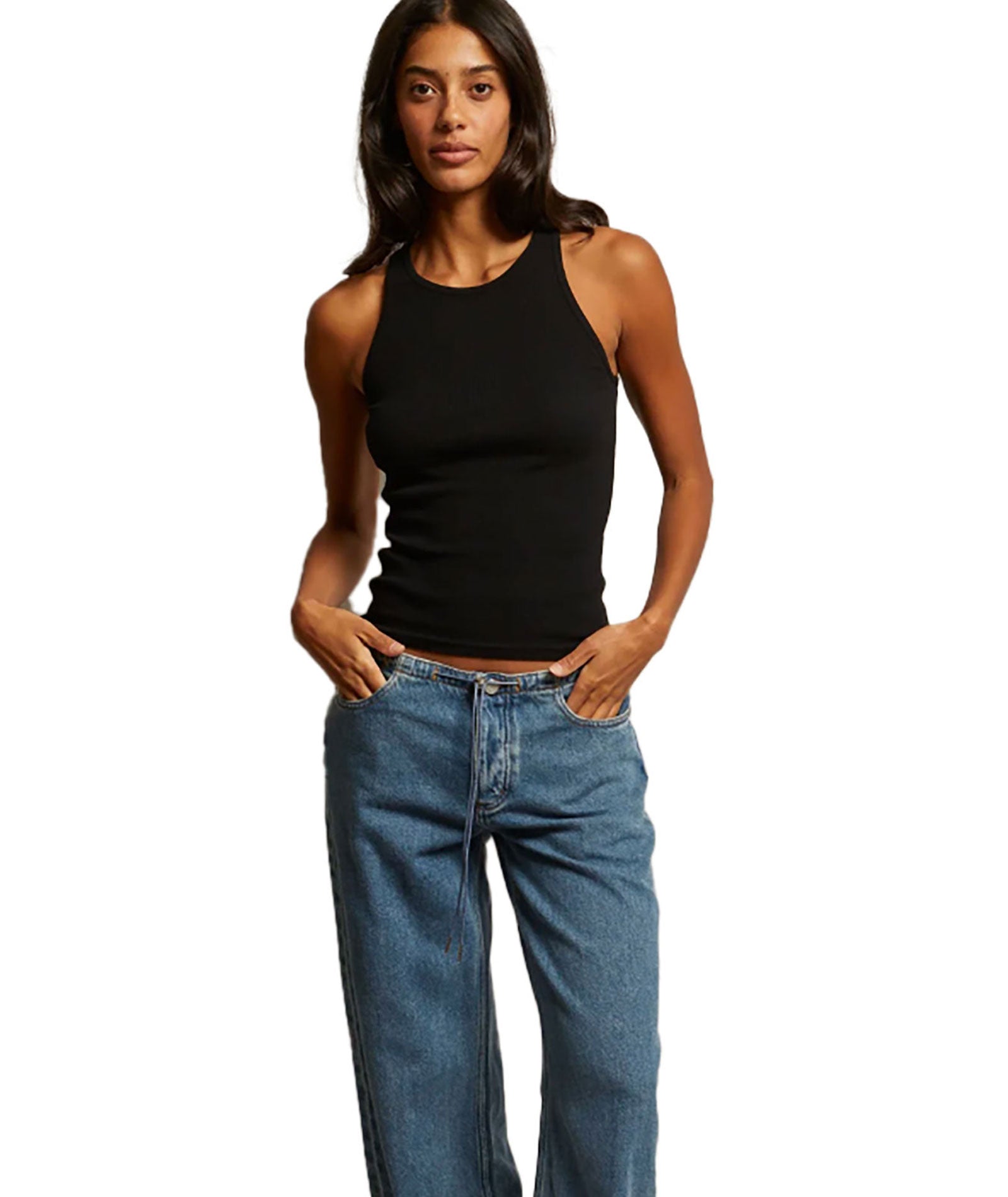 Perfect White Tee Women Kravitz Fine Rib Tank Womens Casual Tops Perfect White Tee Black Juniors/Women XS