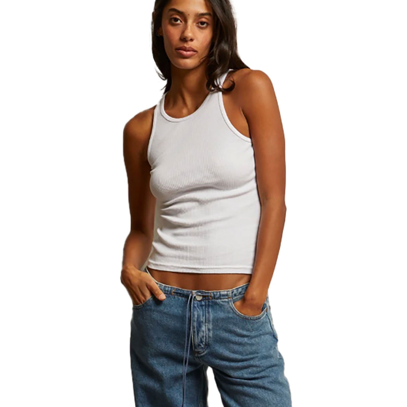 Perfect White Tee Women Kravitz Fine Rib Tank Womens Casual Tops Perfect White Tee White Juniors/Women XS