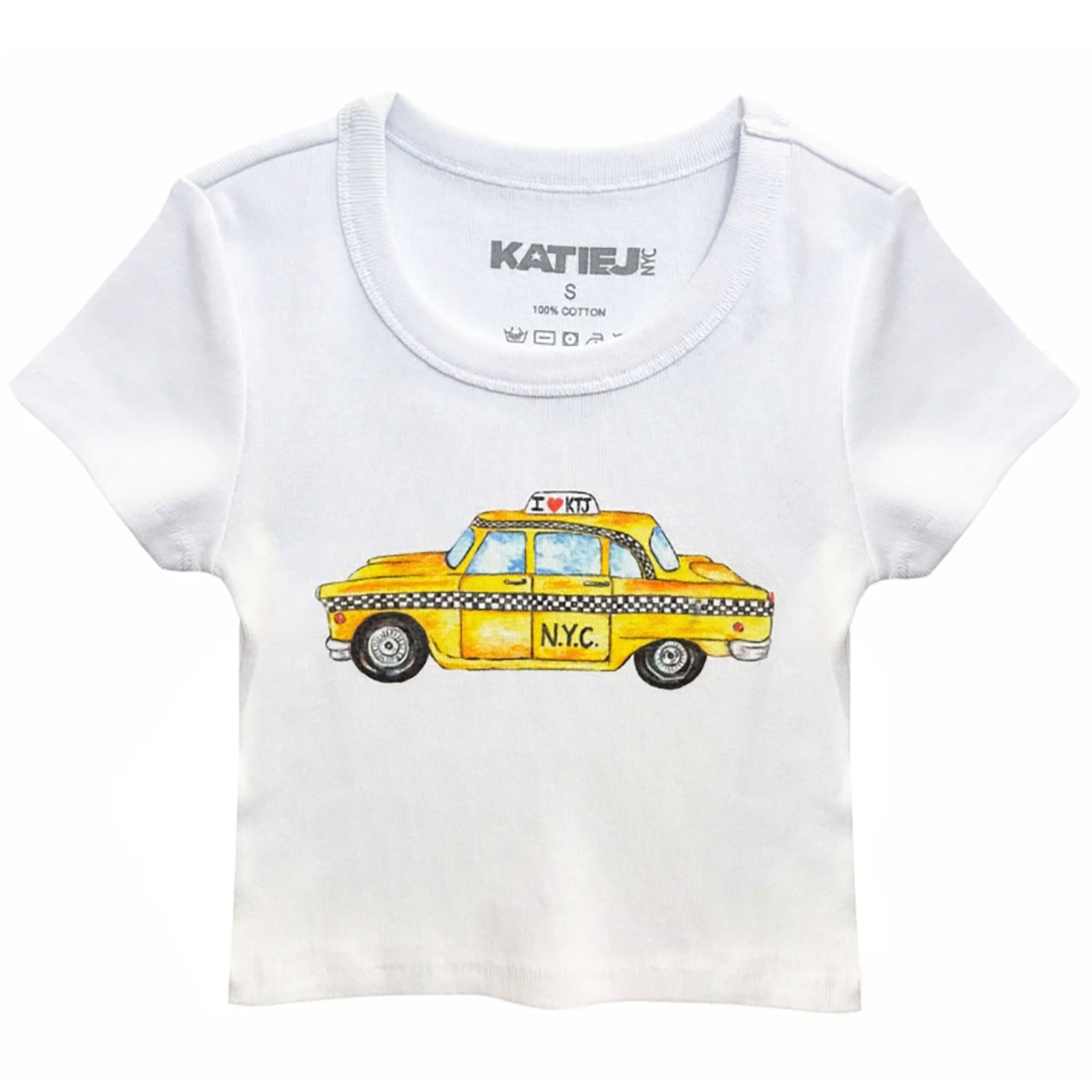 Katie J NYC Girls NY Taxi Tee Girls Casual Tops Katie J NYC White Y/S (7/8)