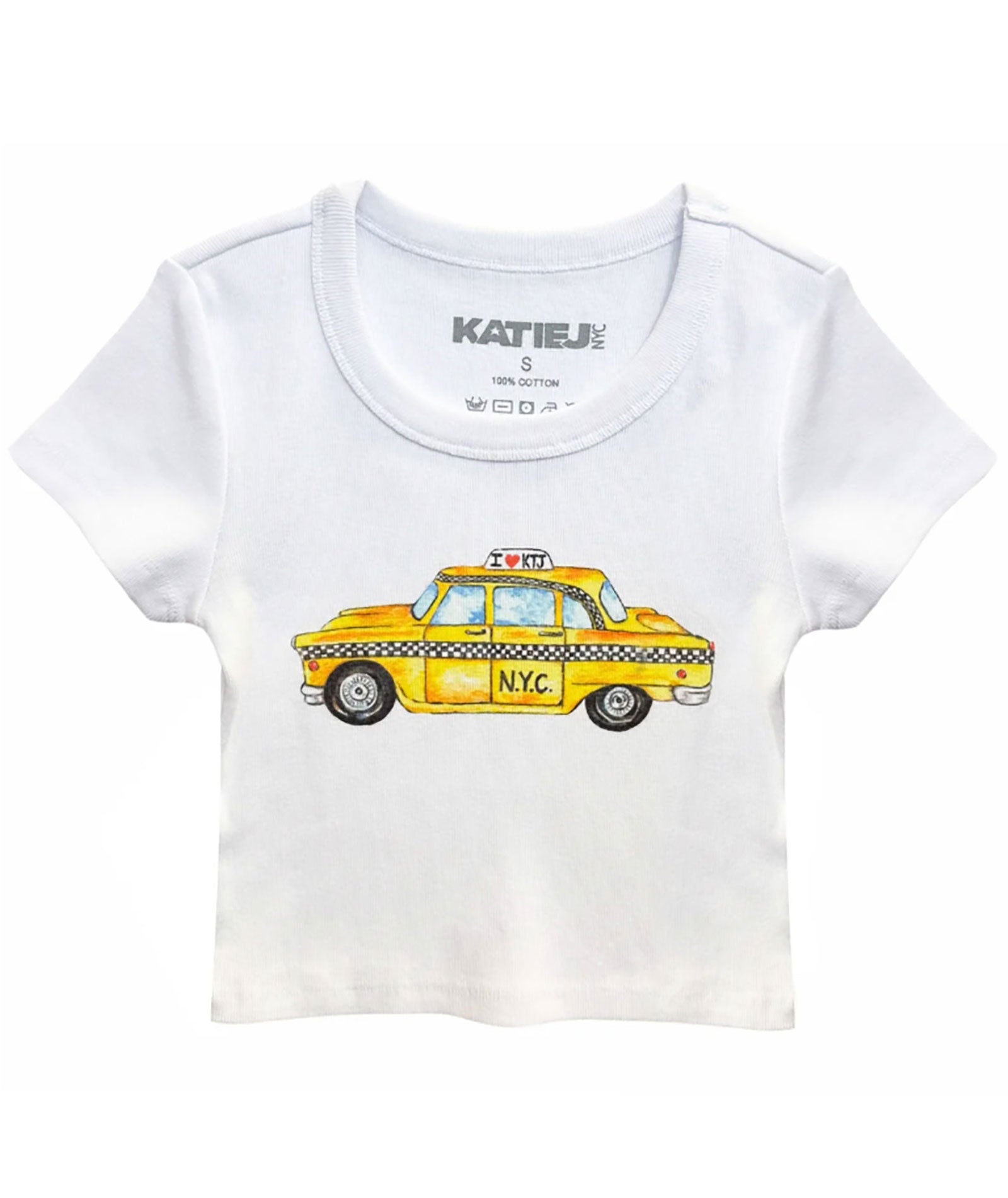 Katie J NYC Girls NY Taxi Tee Girls Casual Tops Katie J NYC White Y/S (7/8)
