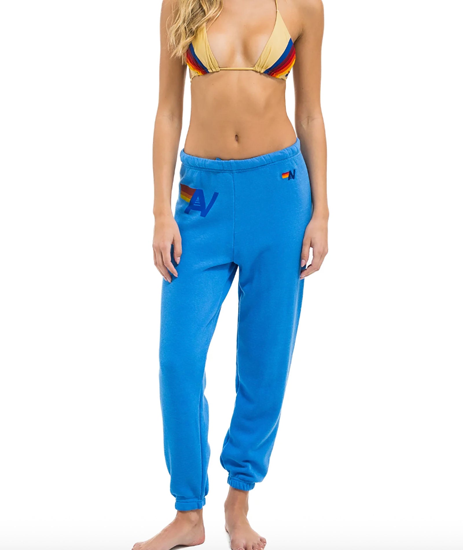 Aviator Nation Women Logo Sweatpants Womens Casual Bottoms Aviator Nation Cobalt Juniors/Women XS