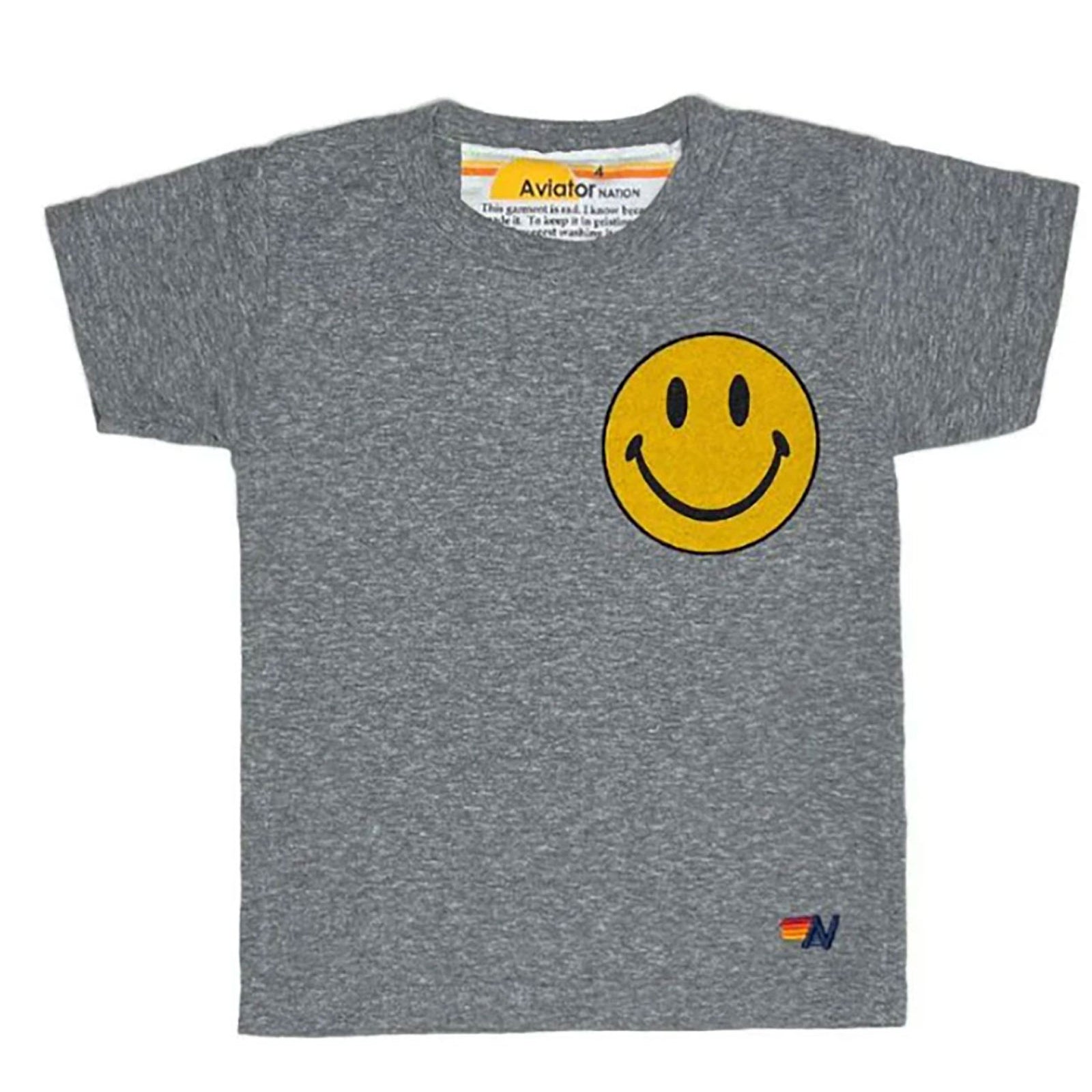 Aviator Nation Kids Smiley 2 Tee Girls Casual Tops Aviator Nation Heather Grey Y/4