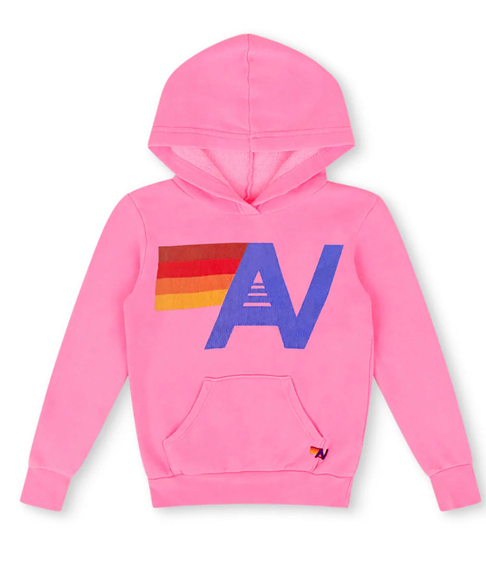 Aviator Nation Kids Logo Pullover Hoodie Girls Casual Tops Aviator Nation Neon Pink Y/4