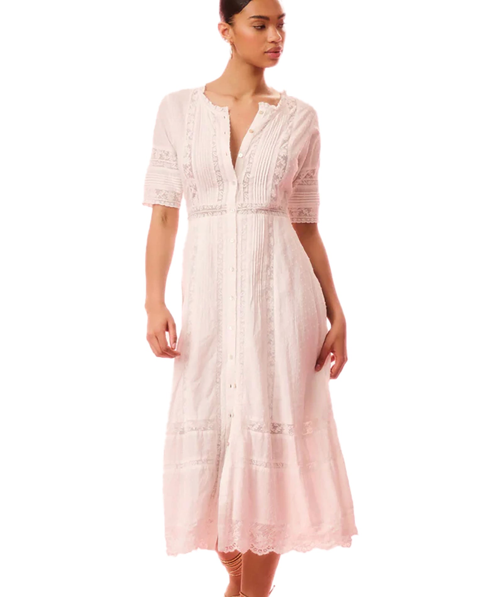 Love Shack Fancy Women Francilla Dress Optic White Womens Casual Dresses Love Shack Fancy