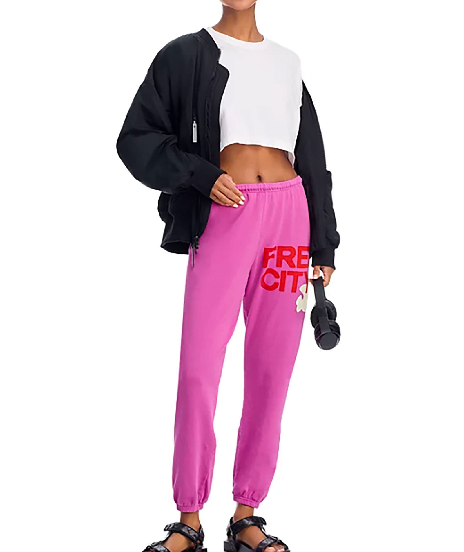 FREECITY Women Large Sweatpants Pink Bird Womens Casual Bottoms FREECITY