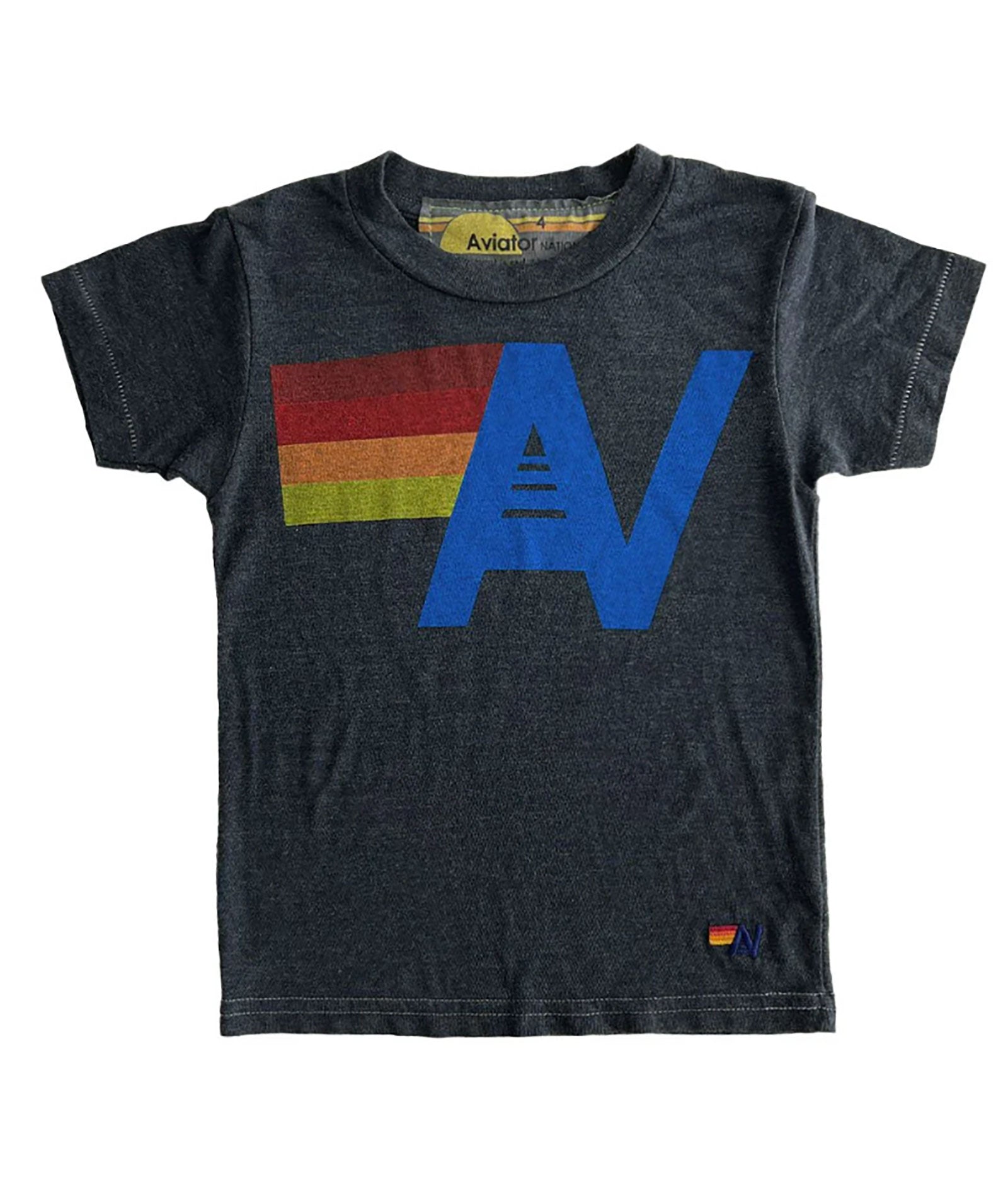 Aviator Nation Kids Logo Tee Girls Casual Tops Aviator Nation Charcoal Y/4