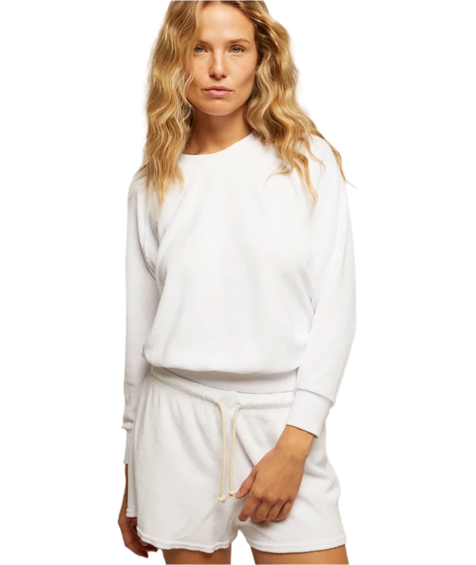 Perfect White Tee Women Saylor Loop Terry Sweatshirt Womens Casual Tops Perfect White Tee White Juniors/Women XS