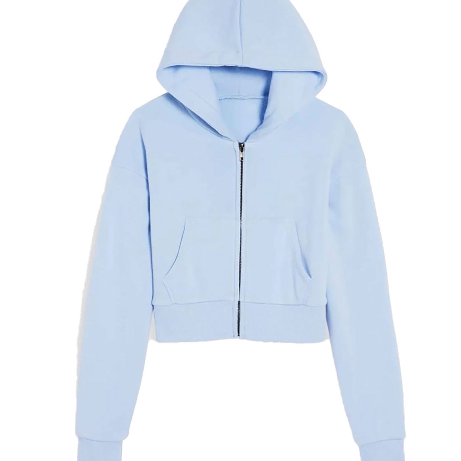 Katie J NYC Girls Dylan Crop Zip Hoodie Baby Blue Distressed/seasonal girls Katie J NYC Baby Blue Y/S (7/8)
