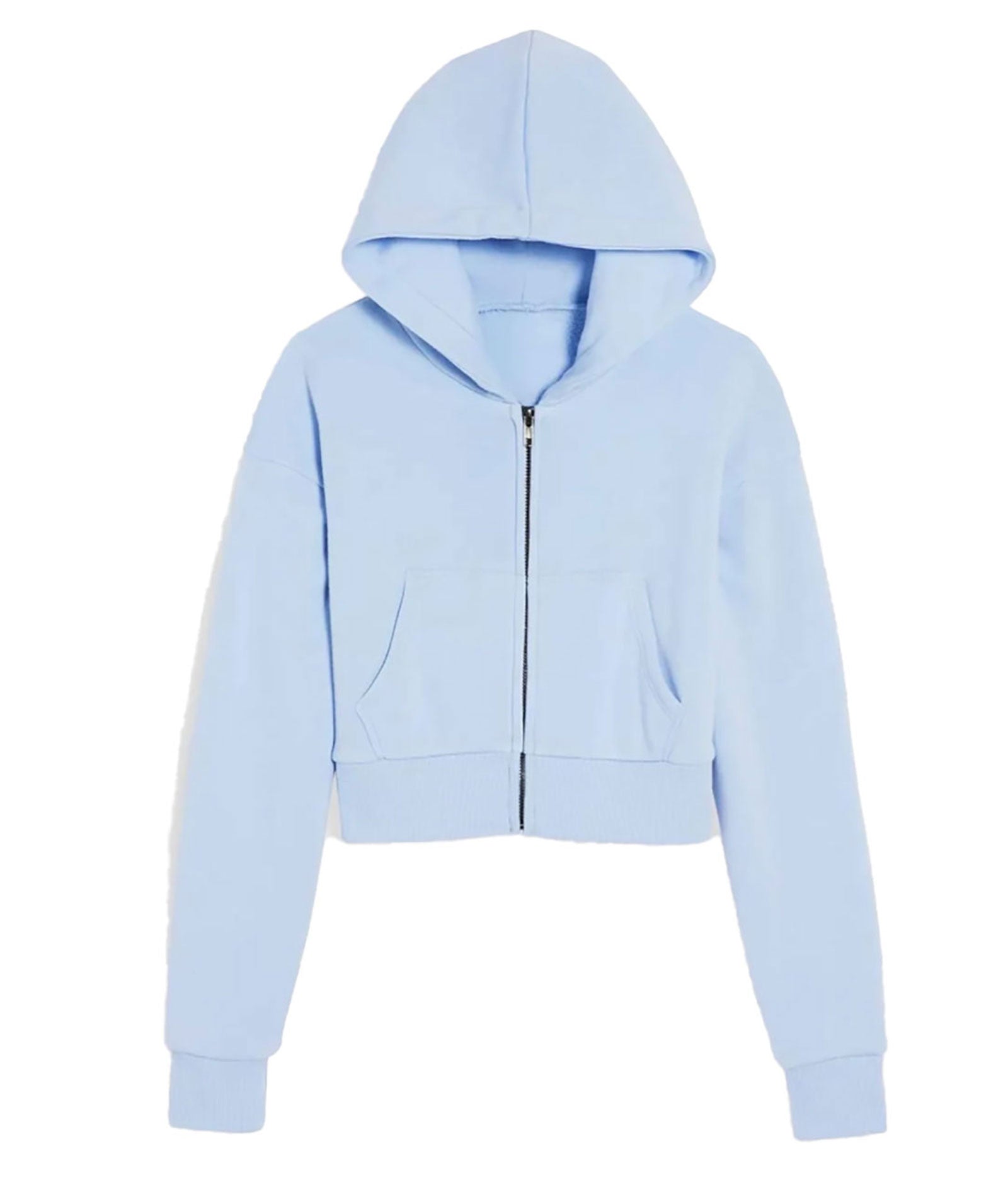 Katie J NYC Girls Dylan Crop Zip Hoodie Girls Casual Tops Katie J NYC Baby Blue Y/S (7/8)