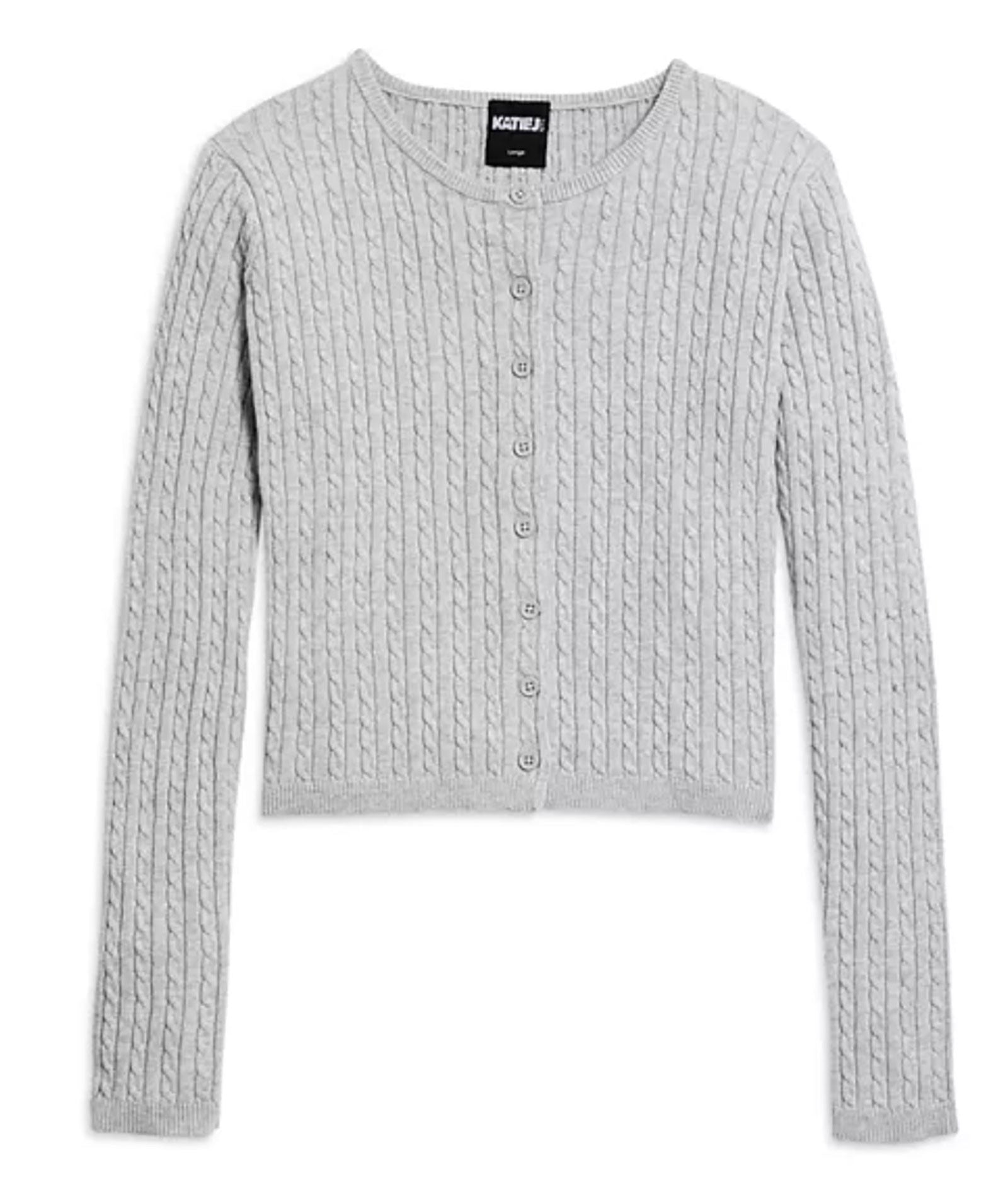 Katie J NYC Girls Rory Crew Cardigan Girls Casual Tops Katie J NYC Heather Grey Y/S (7/8)