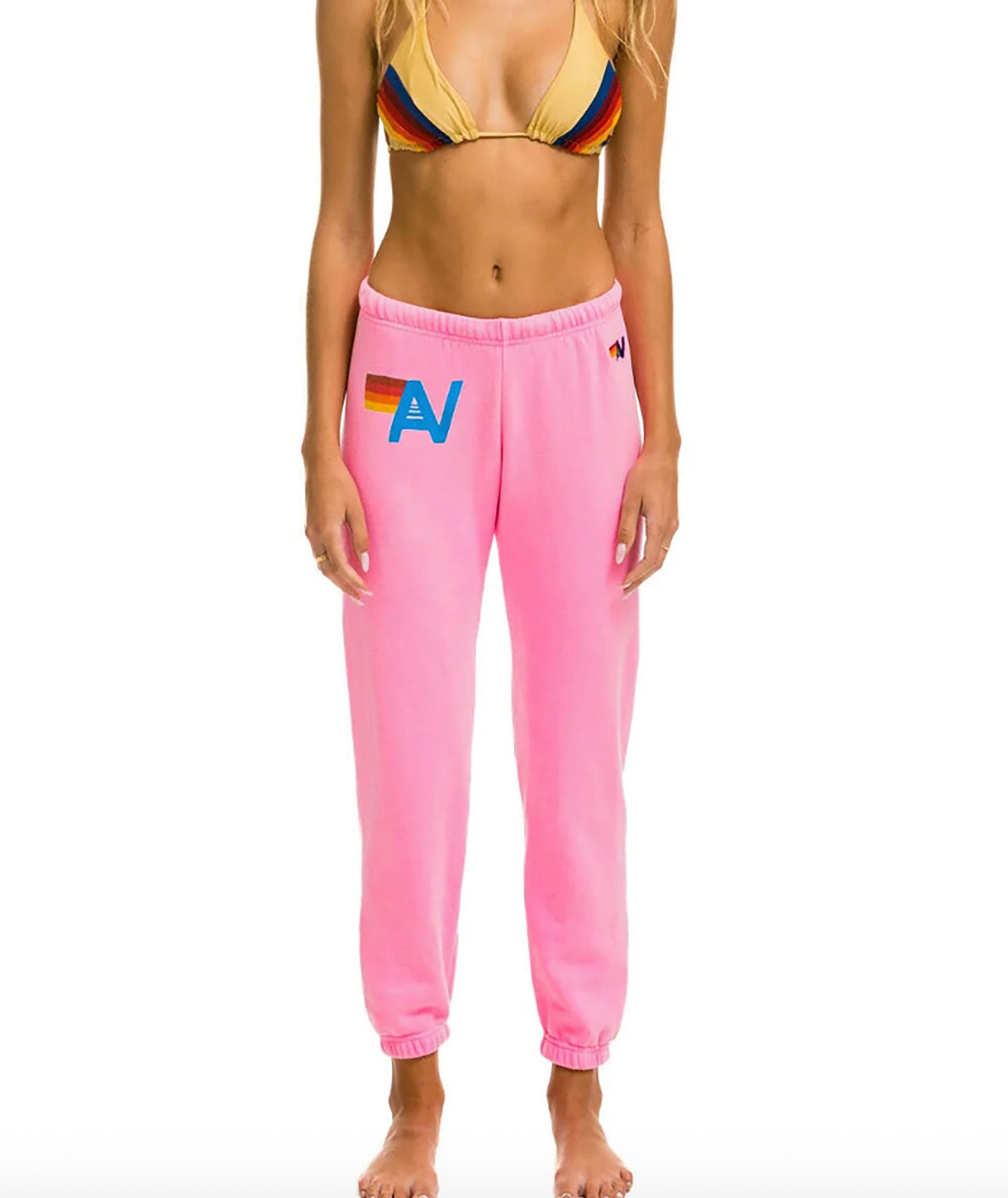 Aviator Nation Women Logo Sweatpants Womens Casual Bottoms Aviator Nation Neon Pink Juniors/Women XS