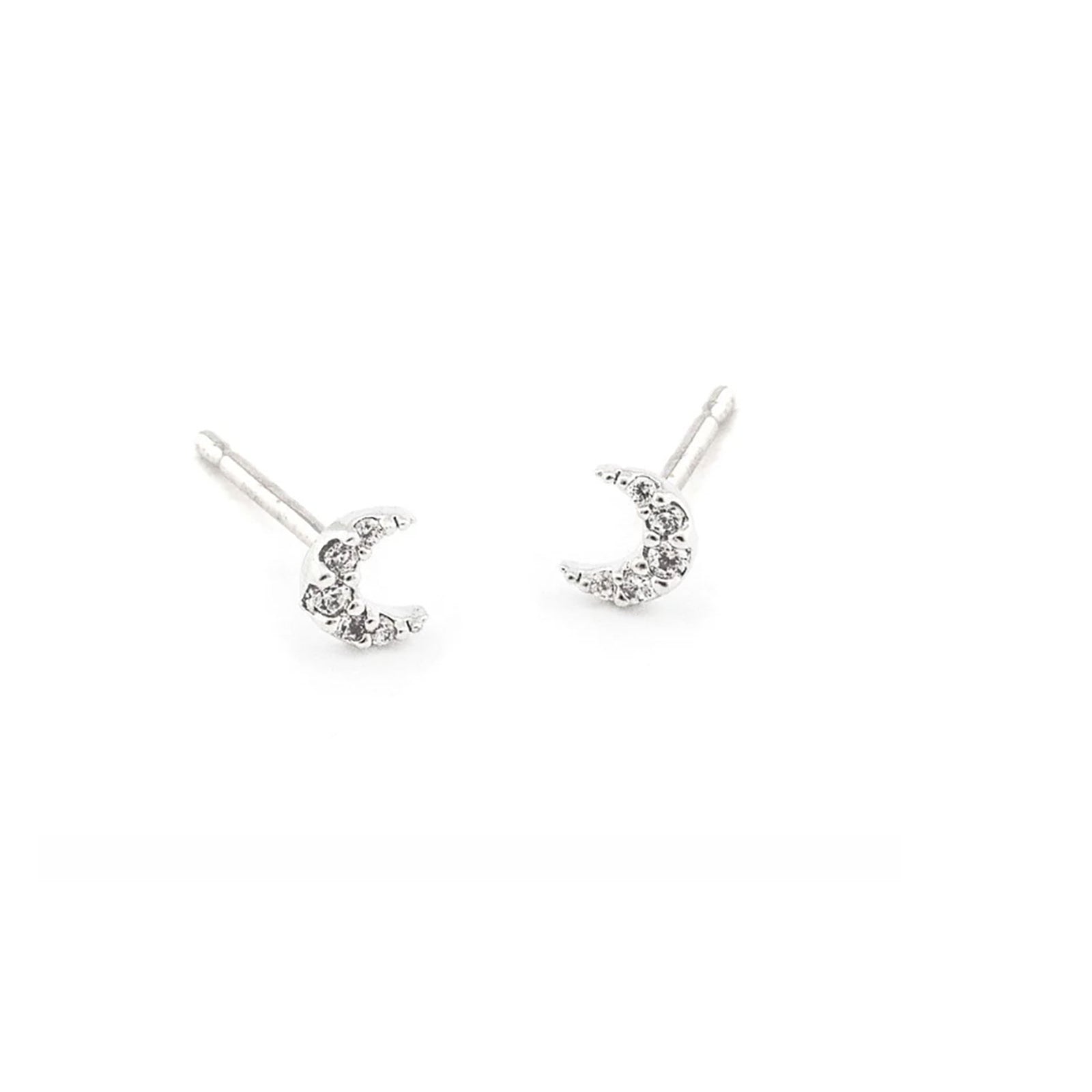 TAI CZ Mini Cubic Moon Studs Jewelry - Trend TAI Silver