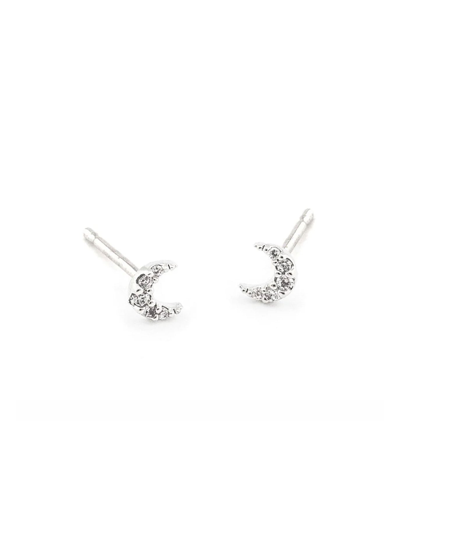TAI CZ Mini Cubic Moon Studs Jewelry - Trend TAI Silver