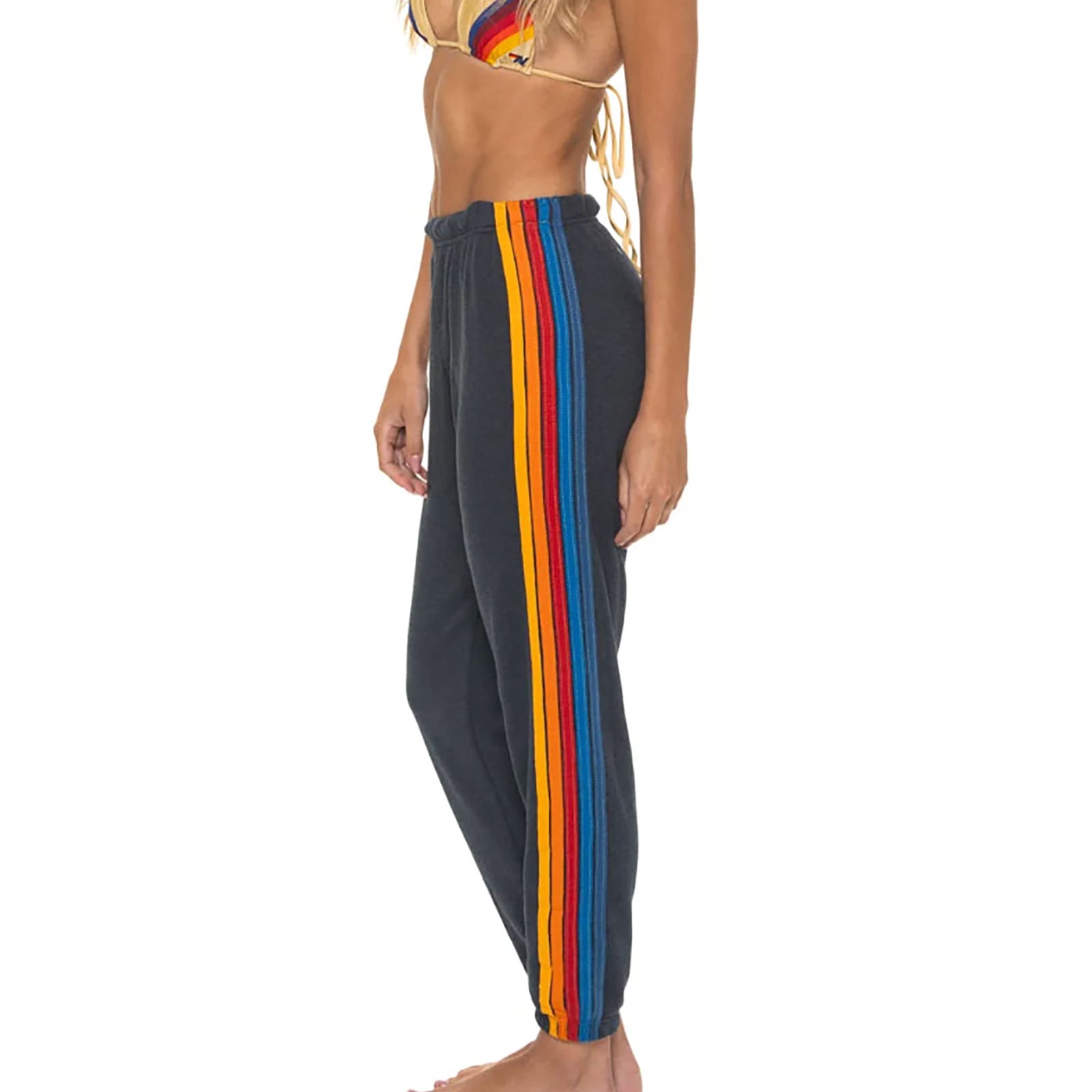 Aviator Nation Women Classic 5 Stripe Sweatpants Womens Casual Bottoms Aviator Nation Charcoal Juniors/Women XS