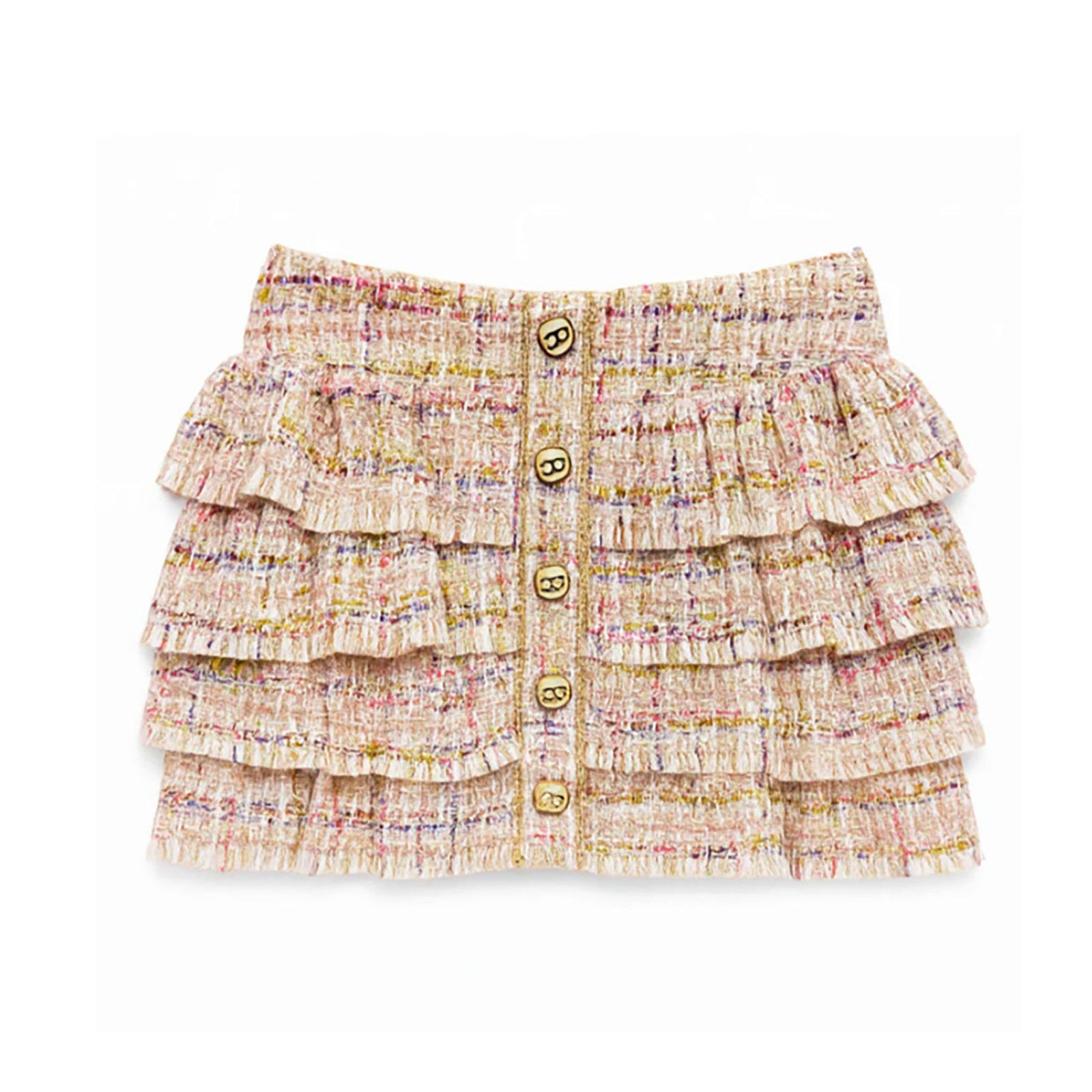 Katie J NYC Girls Mila Skirt Pink Lurex Boucle Girls Casual Bottoms Katie J NYC Pink Y/S (7/8)