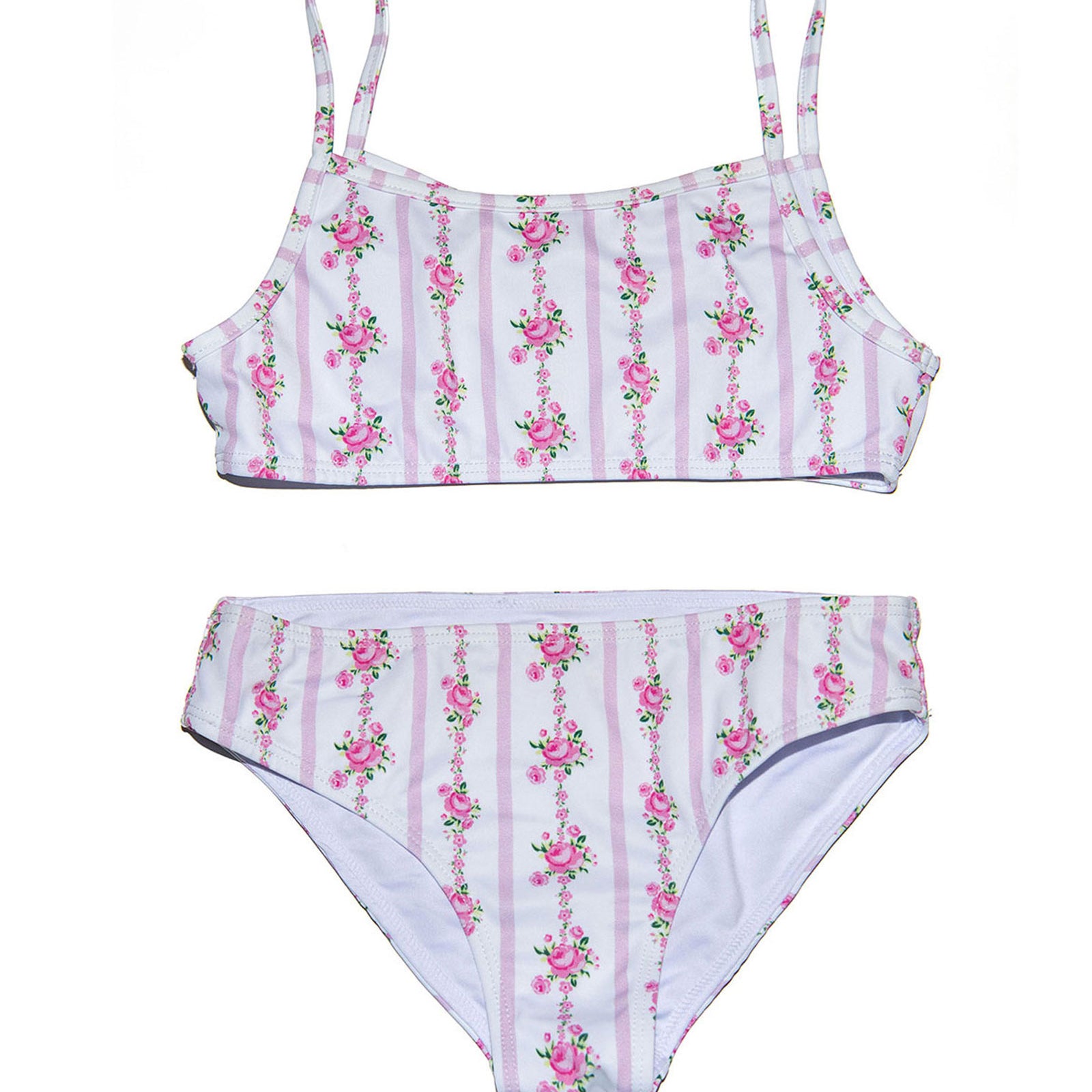 FBZ Girls Pink Stripe Floral Bikini Accessories FBZ Flowers By Zoe Floral Y/6