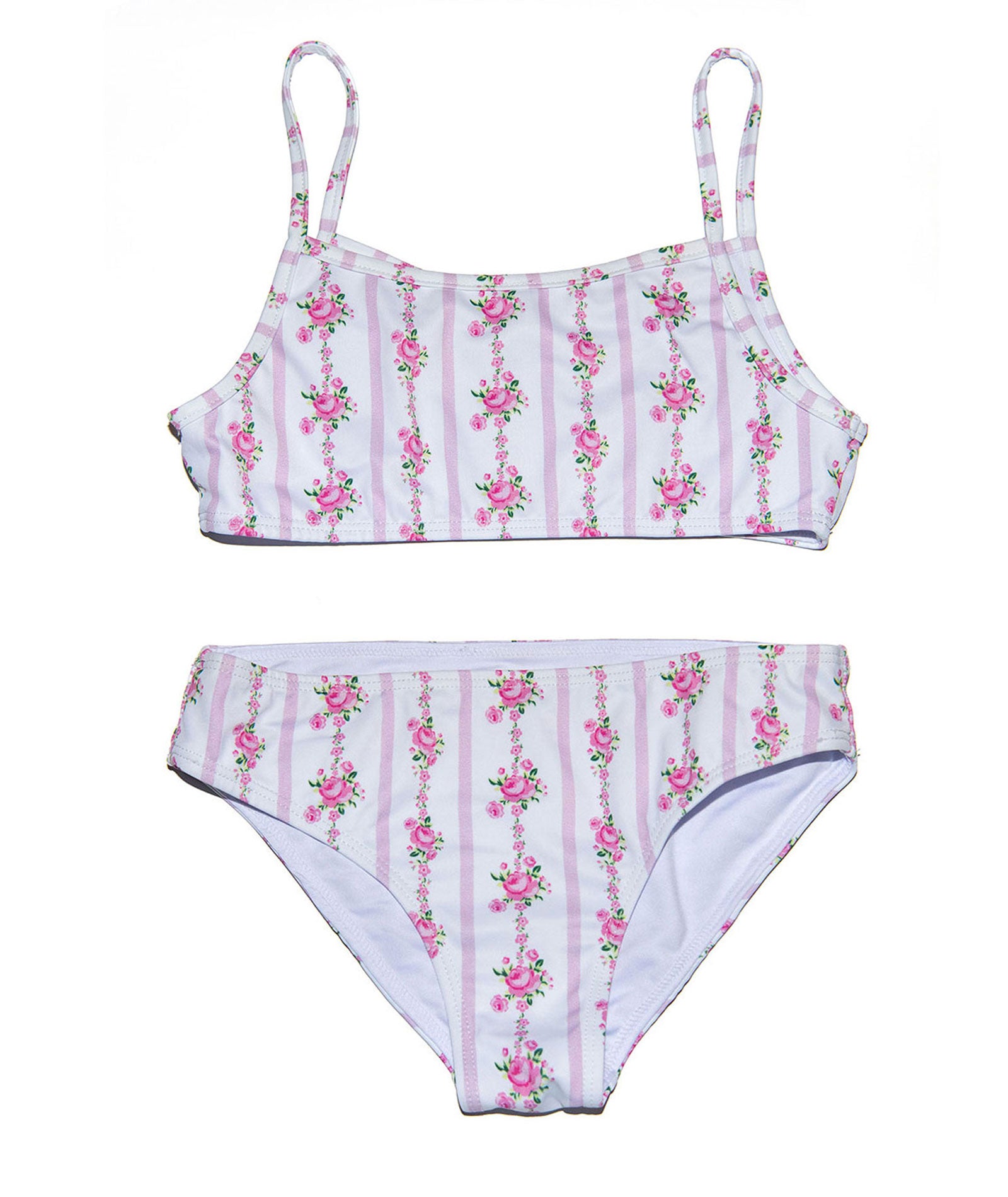 FBZ Girls Pink Stripe Floral Bikini Accessories FBZ Flowers By Zoe Floral Y/6