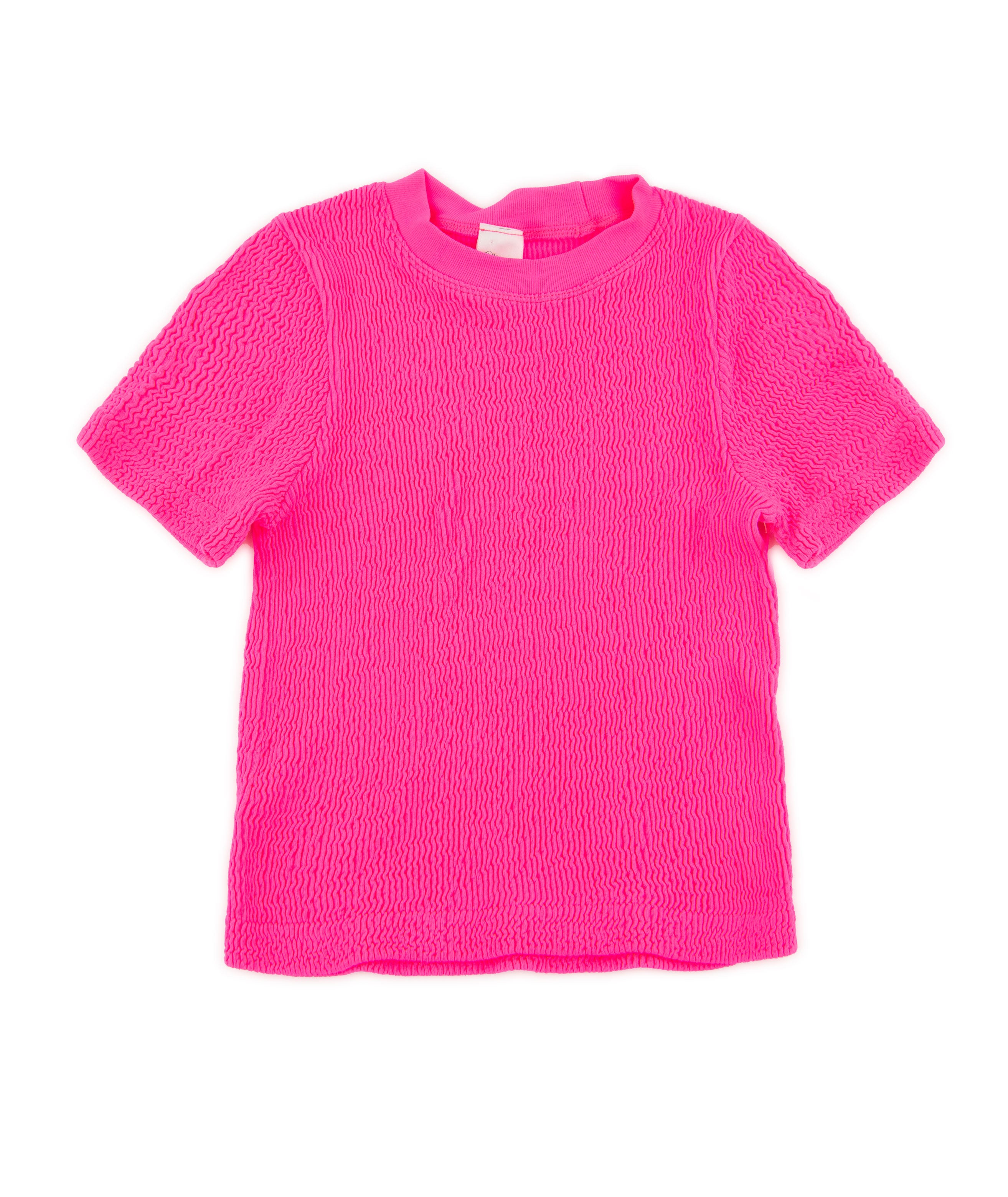 Jo Smocked Tee Girls Distressed/seasonal girls Suzette Neon Pink Y S/M (8-10)