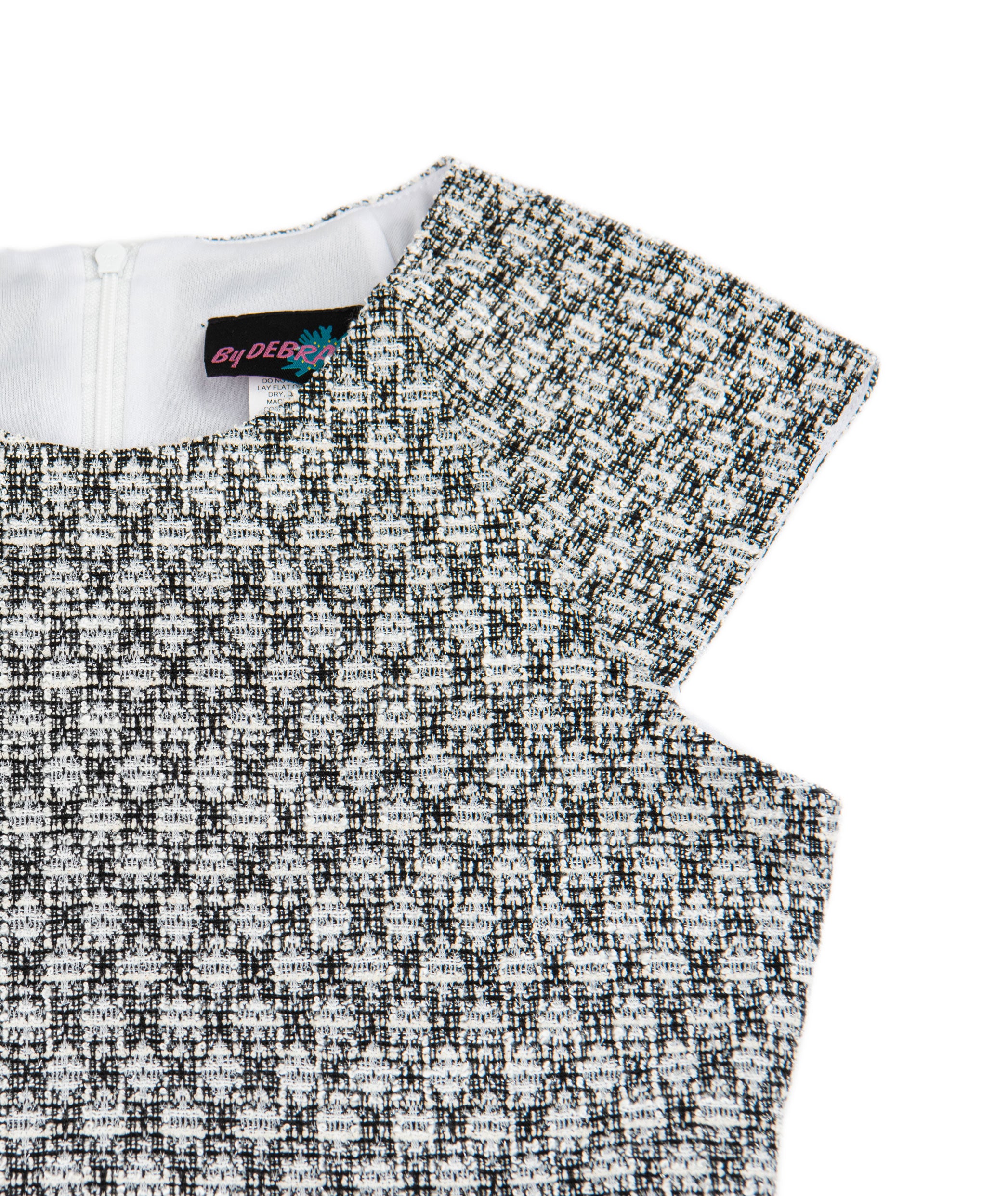 By Debra Girls Ali Black/White Boucle Cap Sleeve Box Pleat Dress Girls Special Dresses By Debra