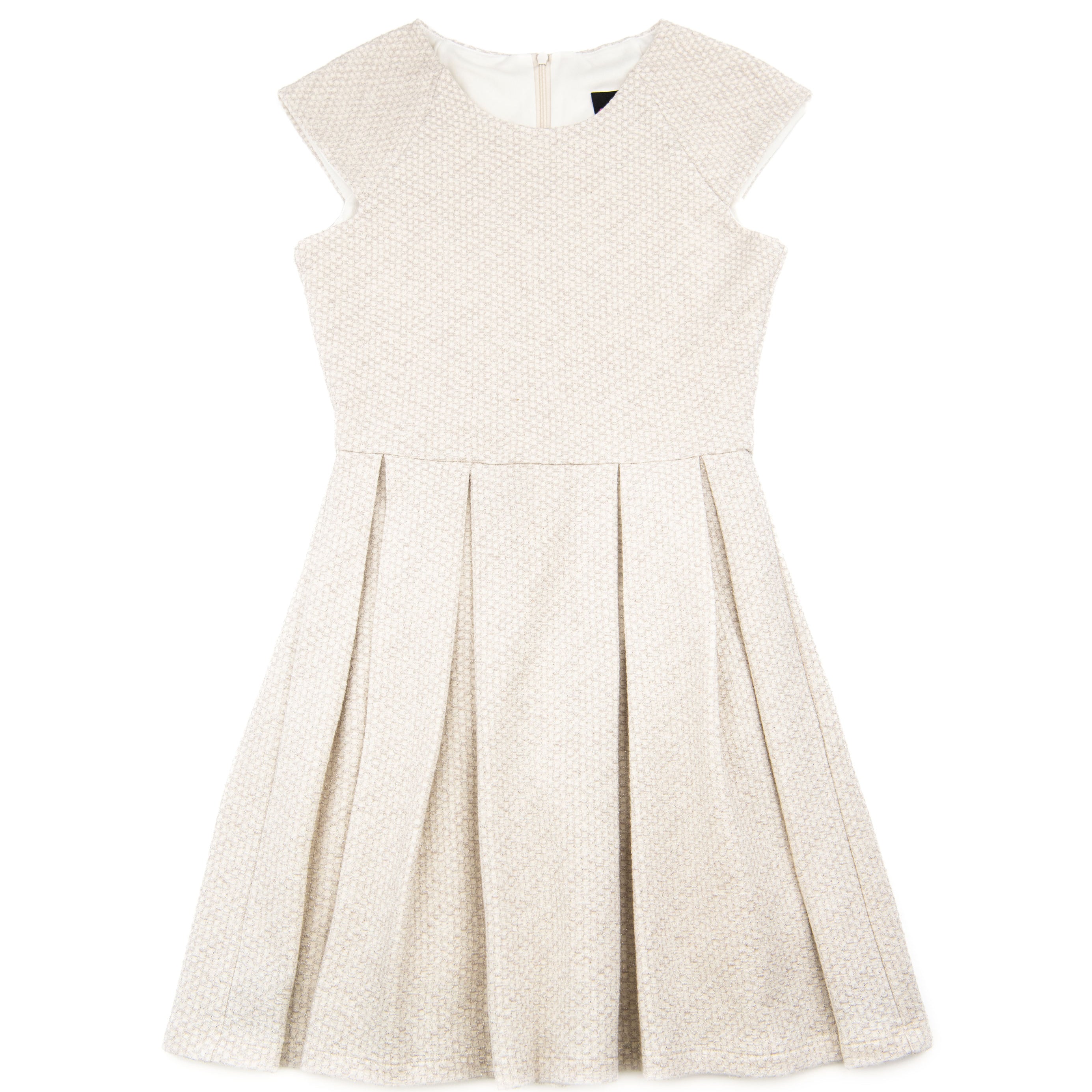 By Debra Girls Ali Ivory/Silver Cap Sleeve Box Pleat Dress Girls Special Dresses By Debra Ivory Y/XS (6X)