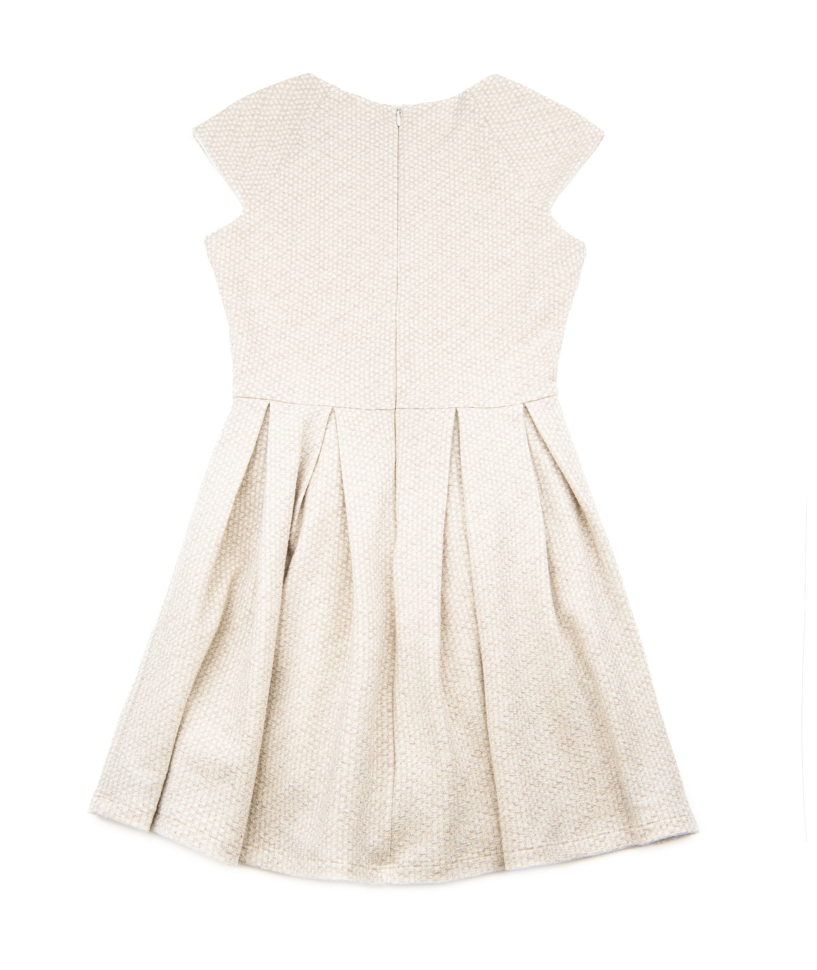 By Debra Girls Ali Ivory/Silver Cap Sleeve Box Pleat Dress Girls Special Dresses By Debra