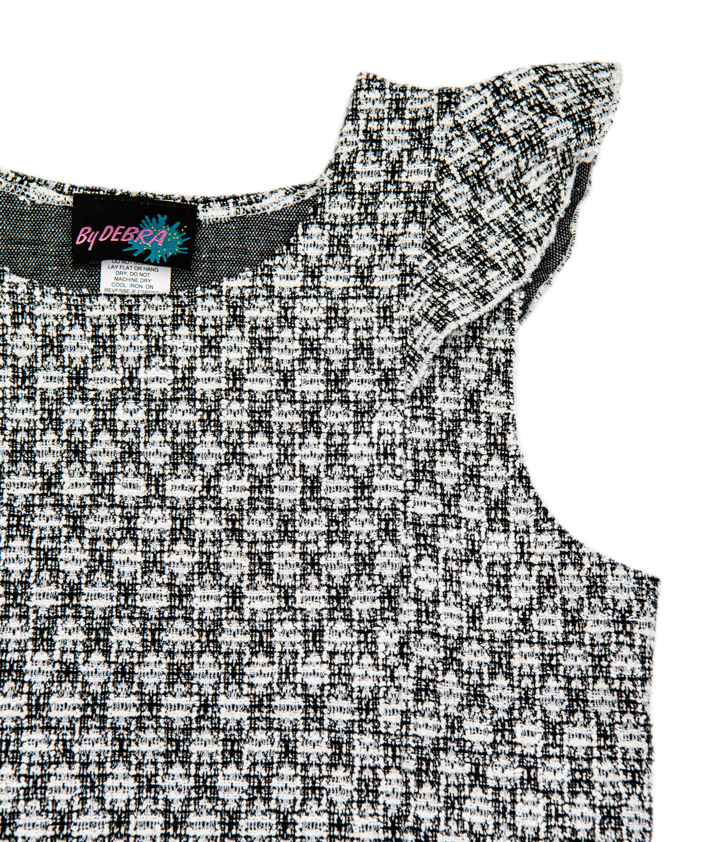 By Debra Girls Leah Black/White Boucle Flutter Sleeve Top Girls Special Tops By Debra