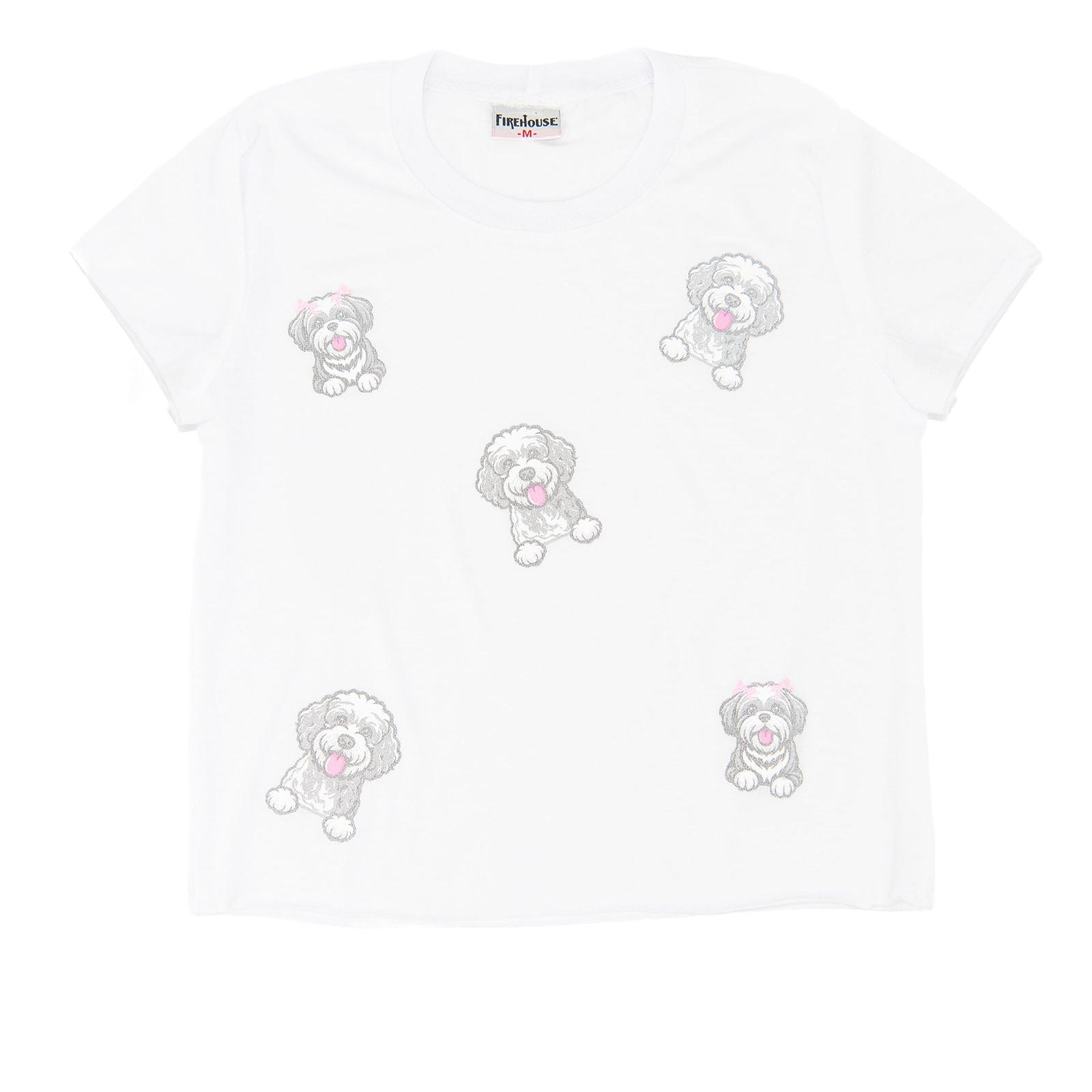 Firehouse Girls Bea Tossed Pups Tee White Girls Casual Tops Firehouse White Y/4