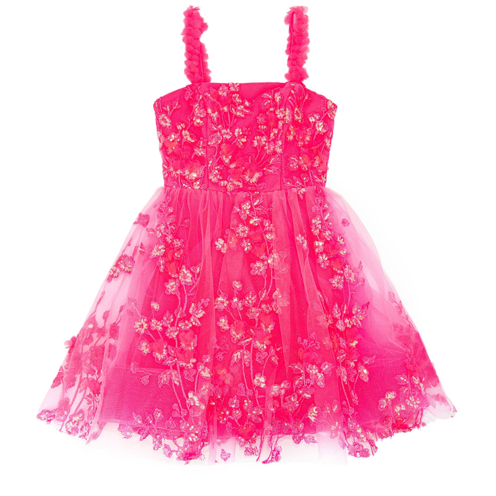 Jovani Girls Edie Flower Strap Hot Pink Party Dress Girls Special Dresses Jovani Hot Pink Y/XS (6X)