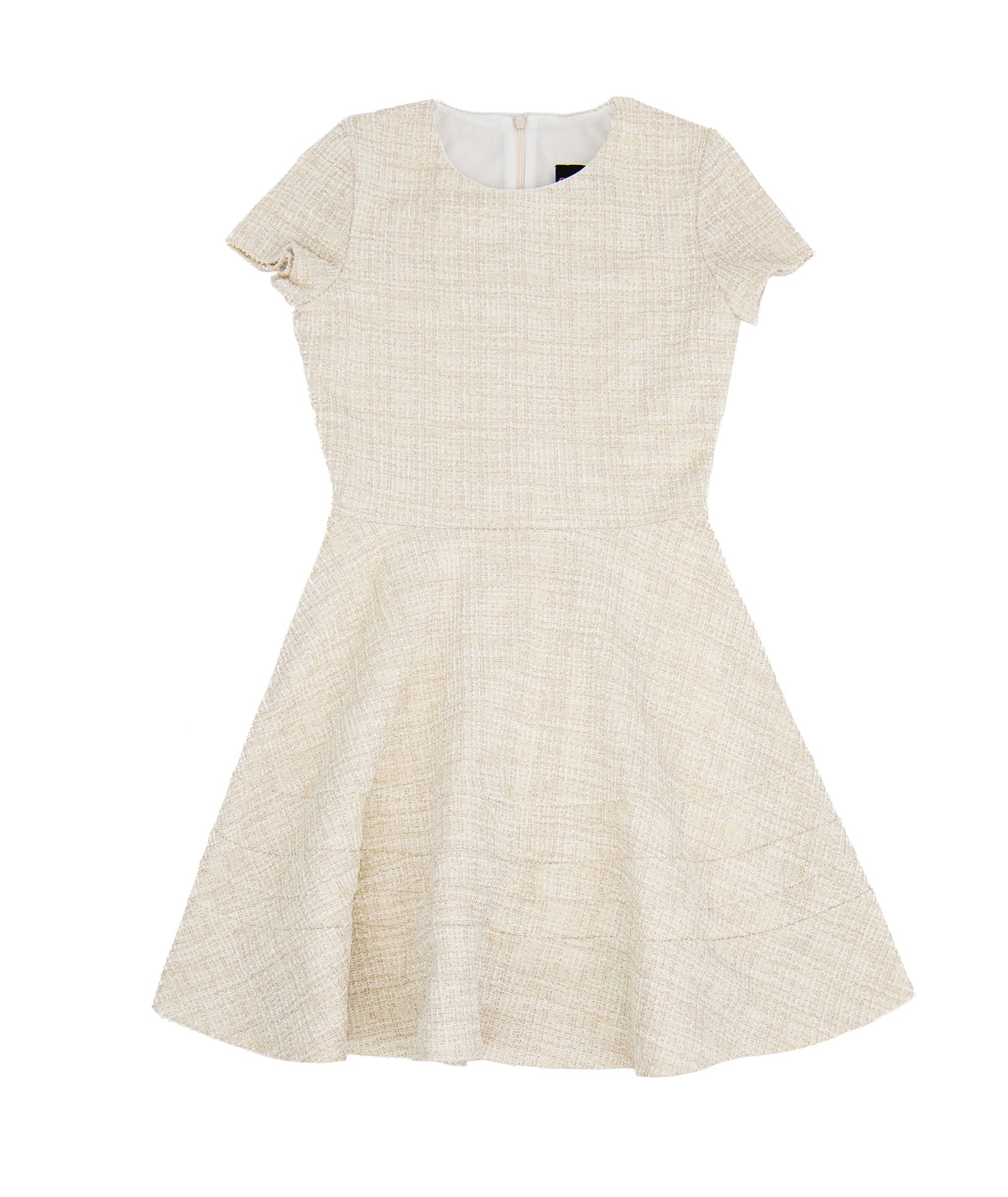 By Debra Girls Lou New Ivory/Gold Boucle Short Sleeve Striped Bottom Dress Girls Special Dresses By Debra
