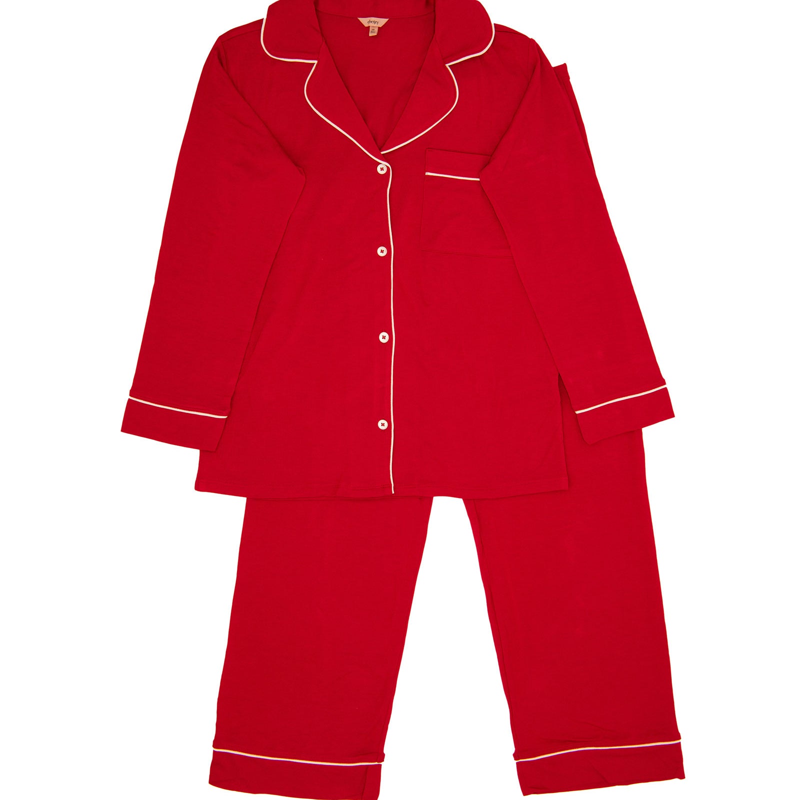 Eberjey Women Gisele Long PJ Set Holly Red/Ivory With Ribbon Accessories Eberjey Red Juniors/Women XXS