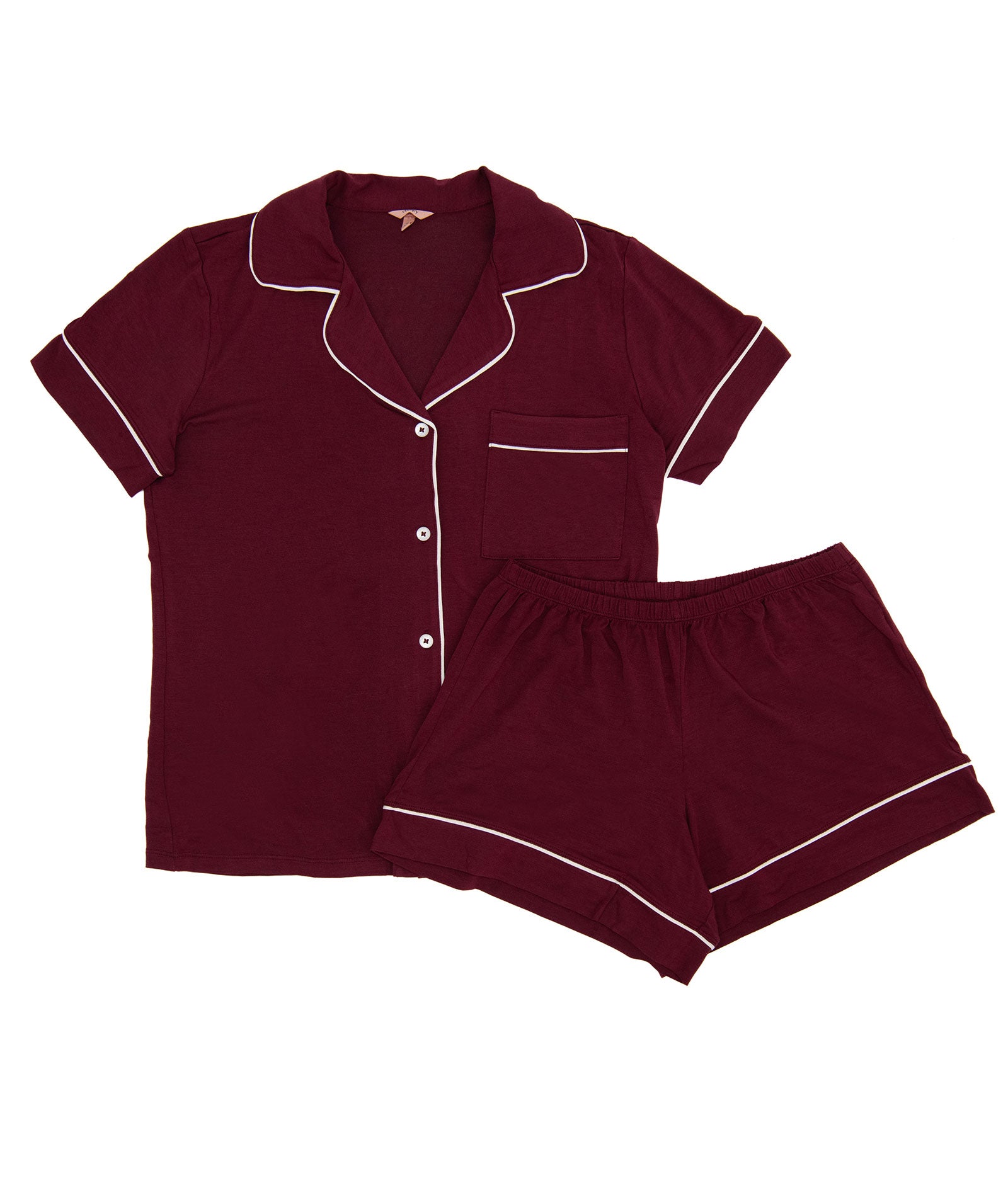 Eberjey Women Gisele Relaxed Short PJ Set Bordeaux/Ivory Accessories Eberjey