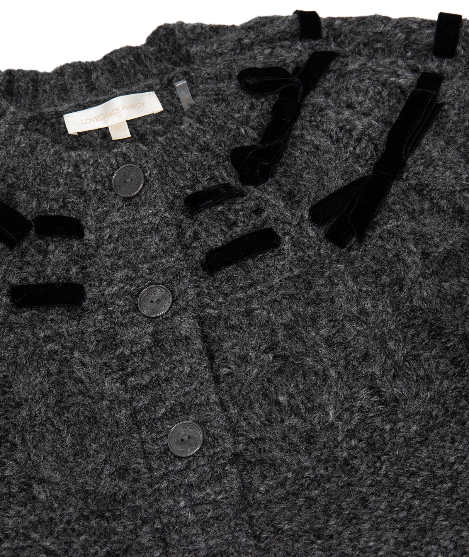 Love Shack Fancy Women Clementian Cardigan Dark Grey Melange Womens Casual Tops Love Shack Fancy