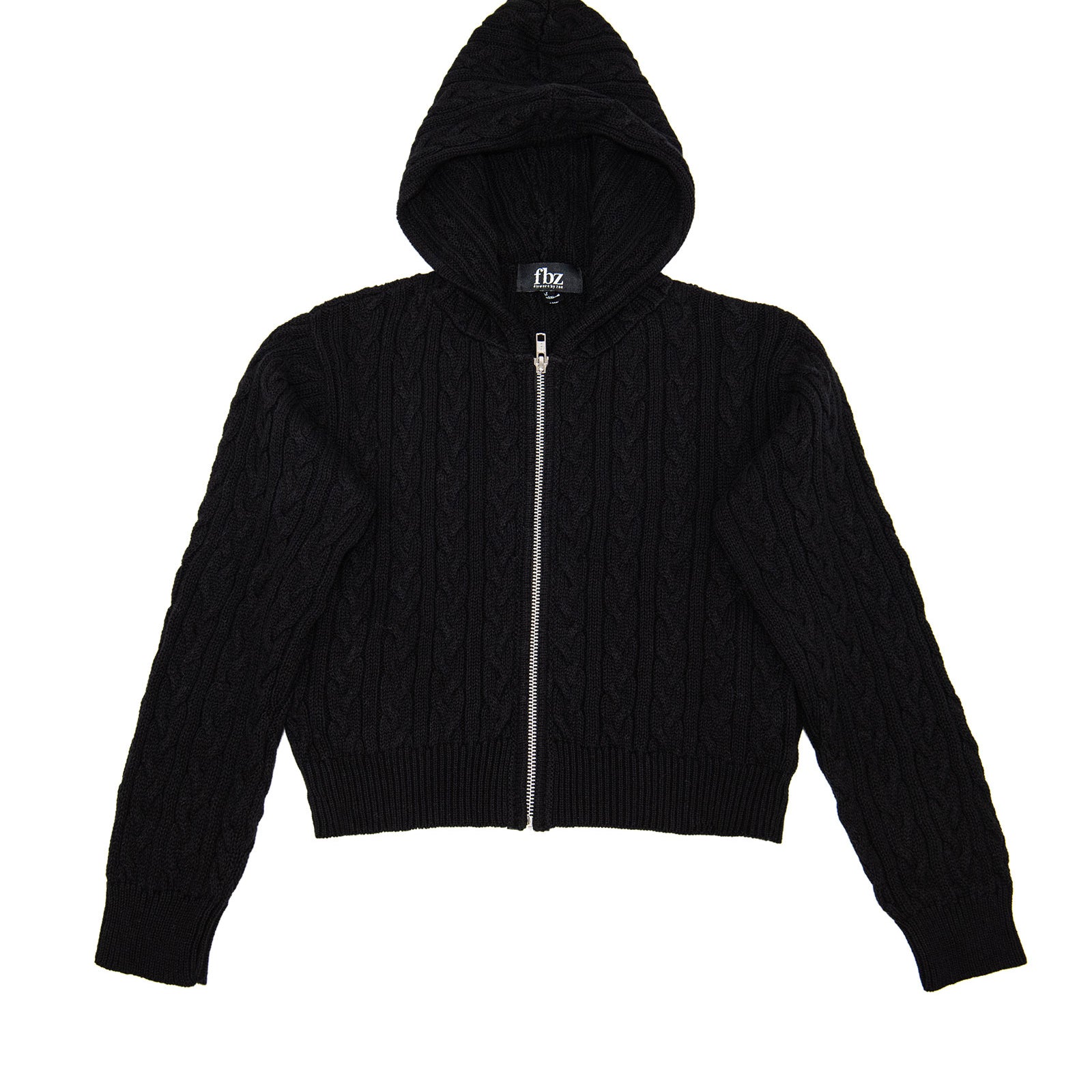 FBZ Girls Karmen Cable Zip Sweater Girls Casual Tops FBZ Flowers By Zoe Black Y/S (7/8)