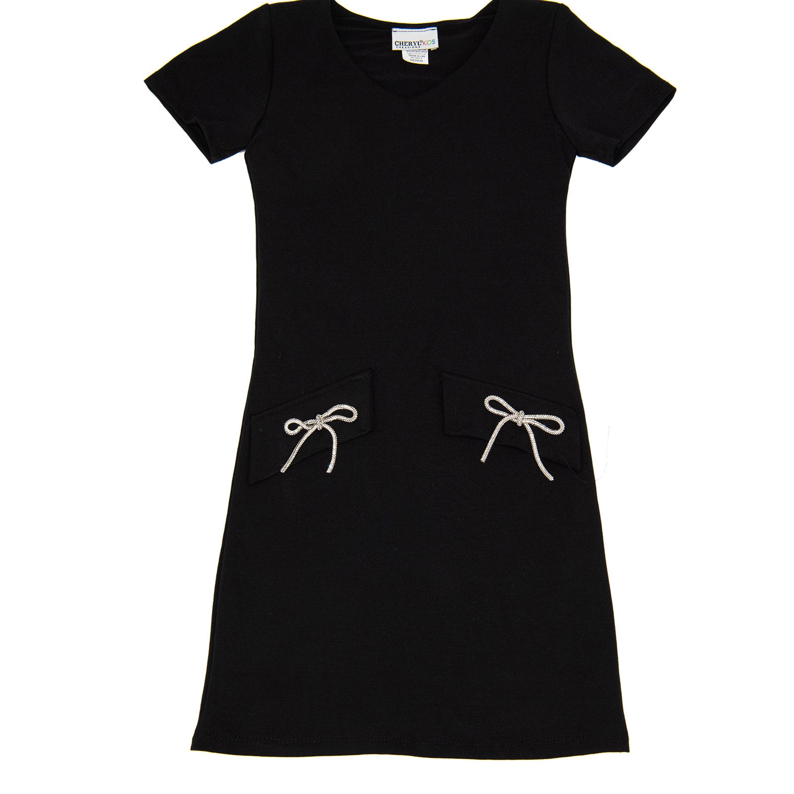 Cheryl Creations Girls Emily Bow Dress Girls Casual Dresses Cheryl Creations Black Y/S (7/8)