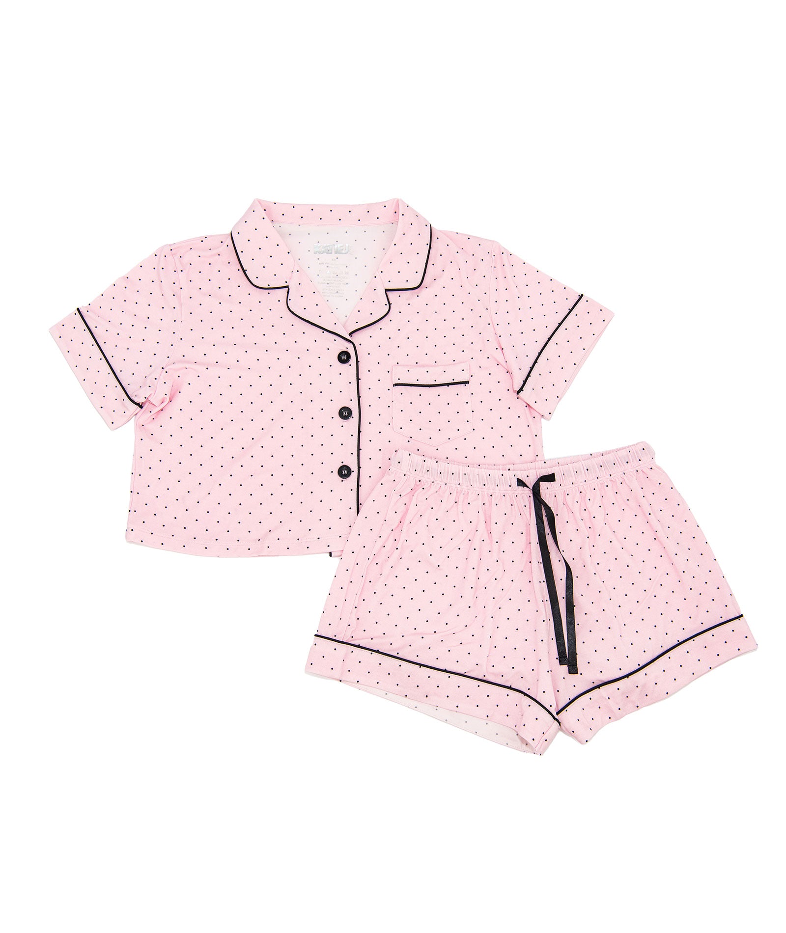 Katie J NYC Juniors Pink Micro Dots Lily Cropped Shorts PJ Set Accessories Katie J NYC