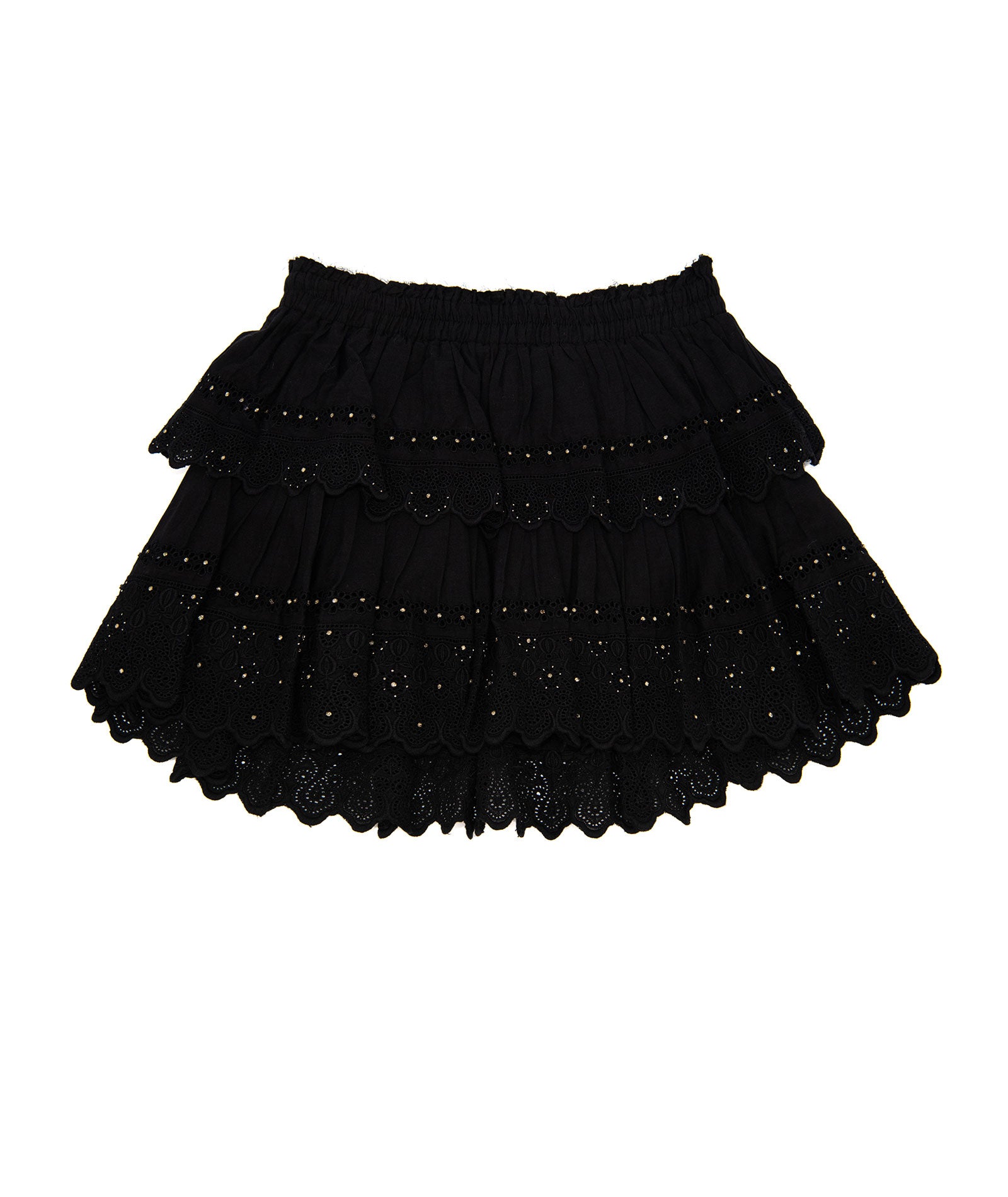 Love Shack Fancy Women Ruffle Mini Skirt Black Womens Casual Bottoms Love Shack Fancy