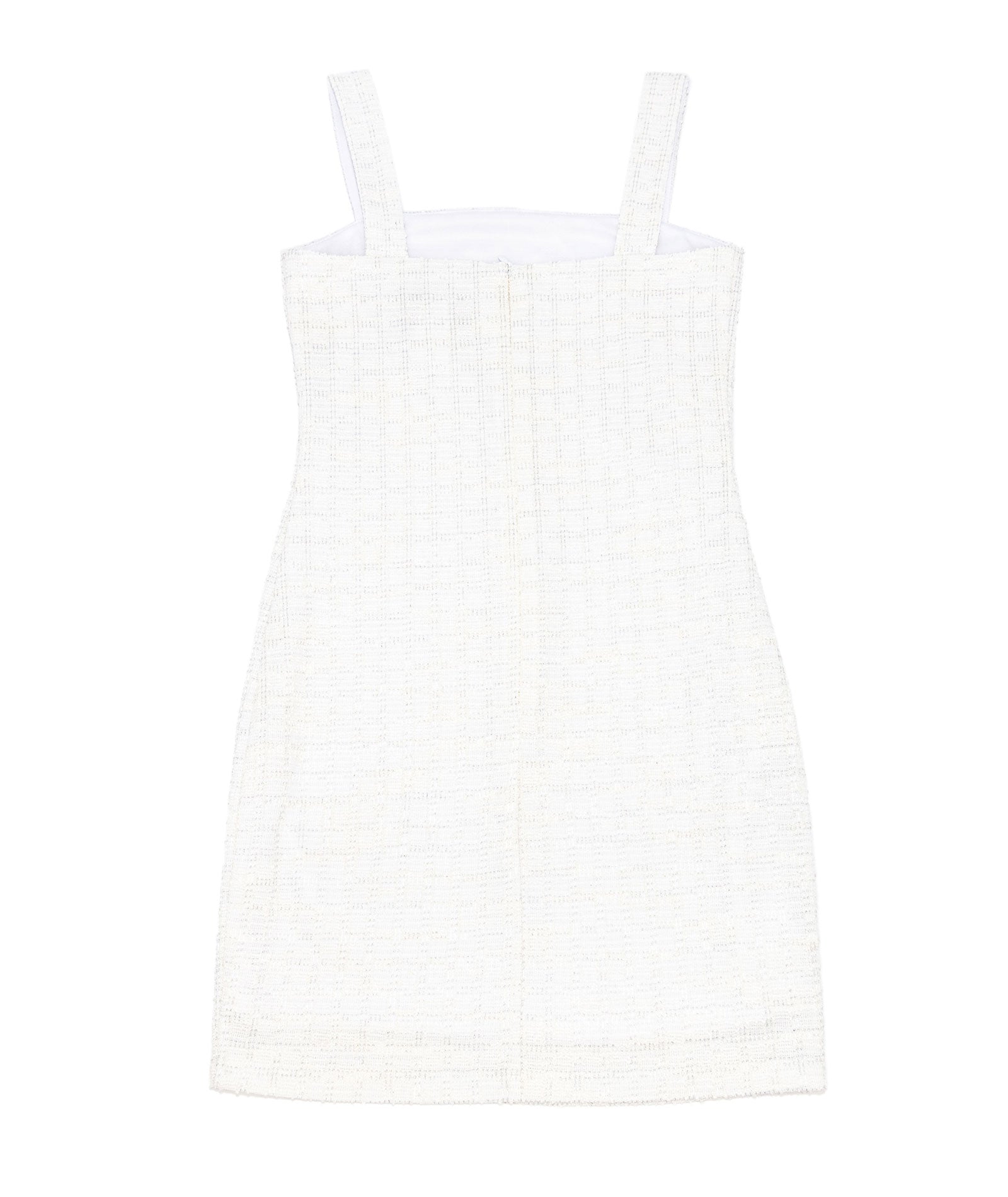 By Debra Girls Cara White/Silver Boucle Straight Strap Dress Girls Special Dresses By Debra